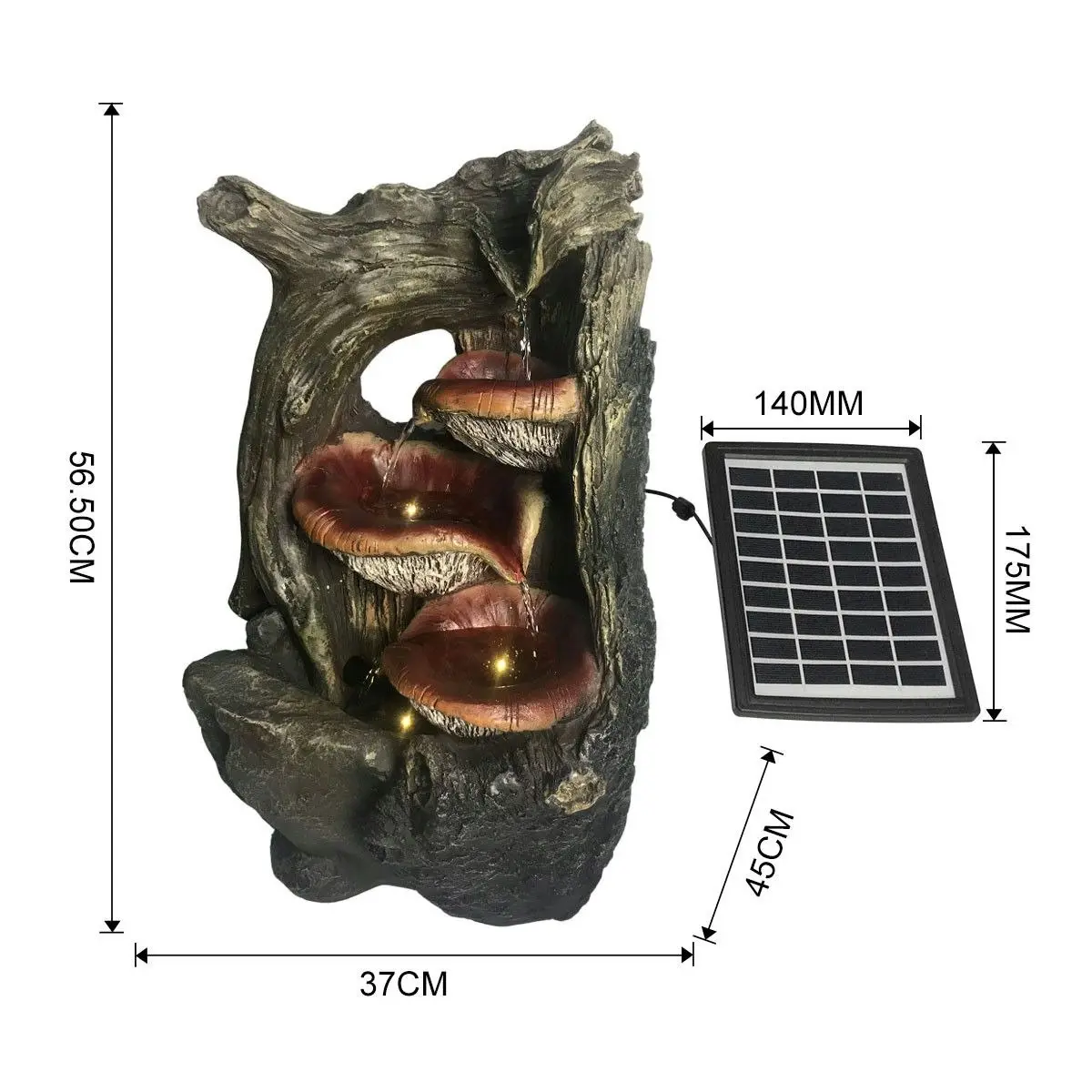 Ausway Solar Panel Powered Water Fountain Garden Features Bird Bath Backyard w/ LED Light