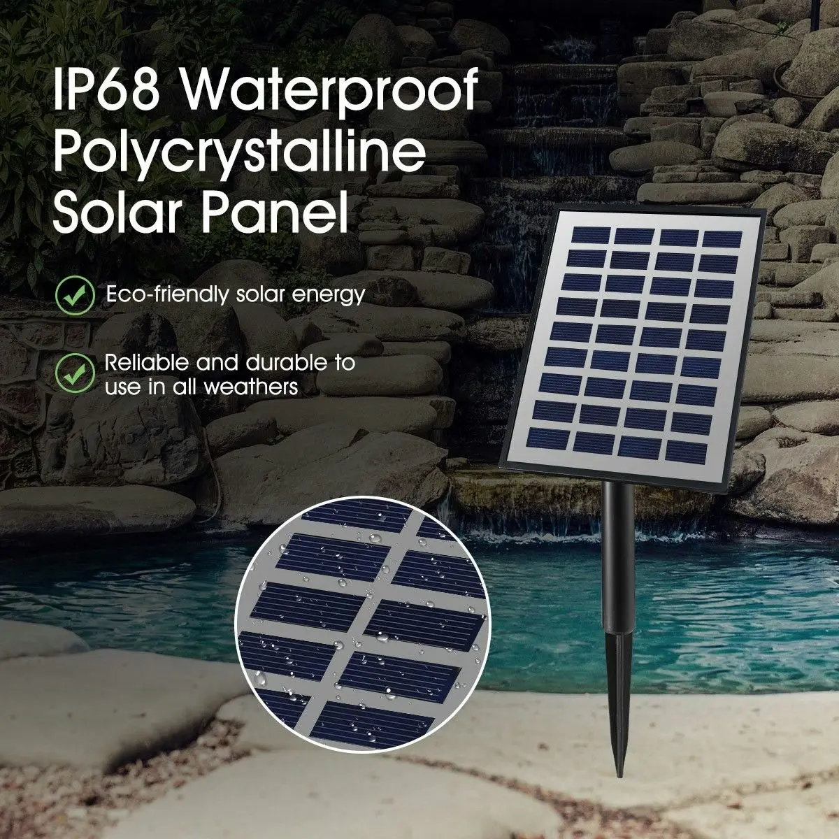 Ausway Solar Panel Powered Water Fountain Garden Features Bird Bath Backyard w/ LED Light