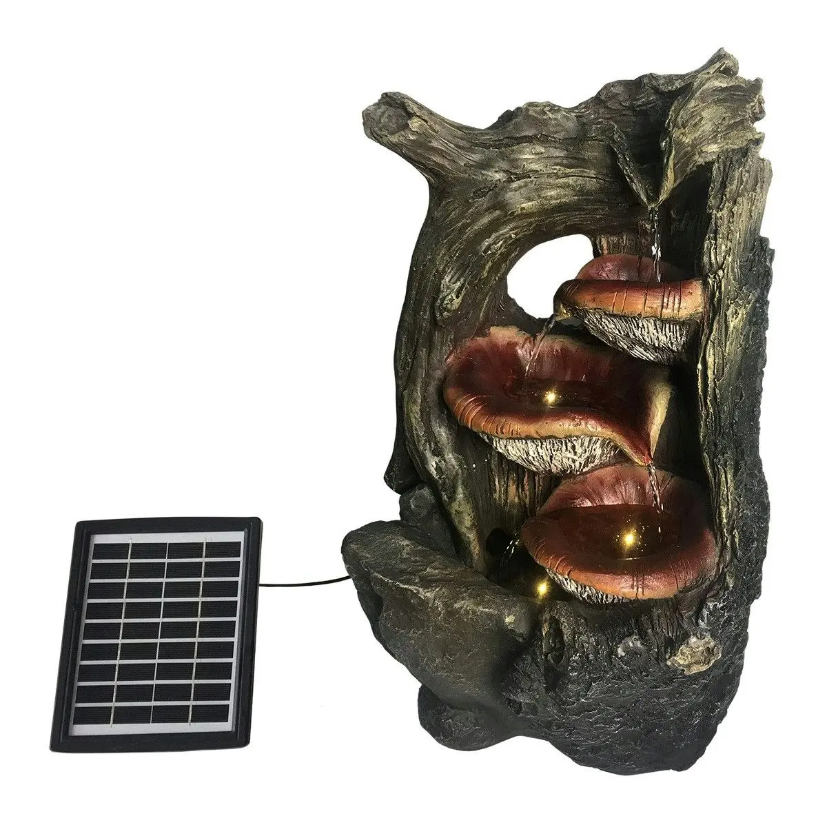 Ausway Solar Panel Powered Water Fountain Garden Features Bird Bath Backyard w/ LED Light