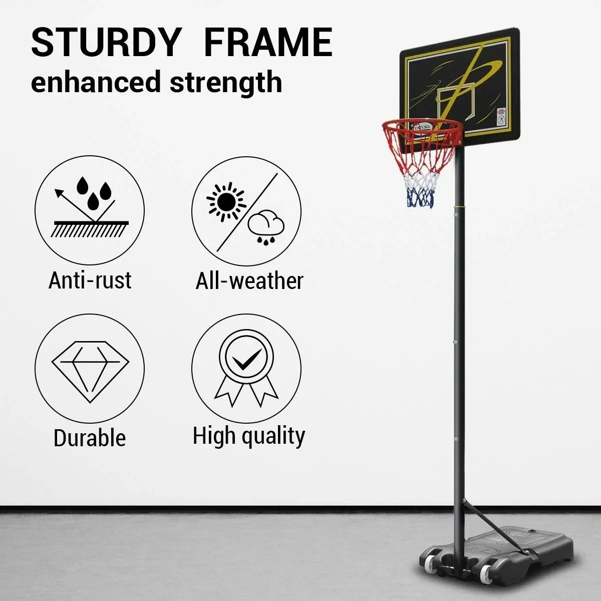 Genki 1.55-2.6m Kids Adult Portable Basketball System Hoop Stand