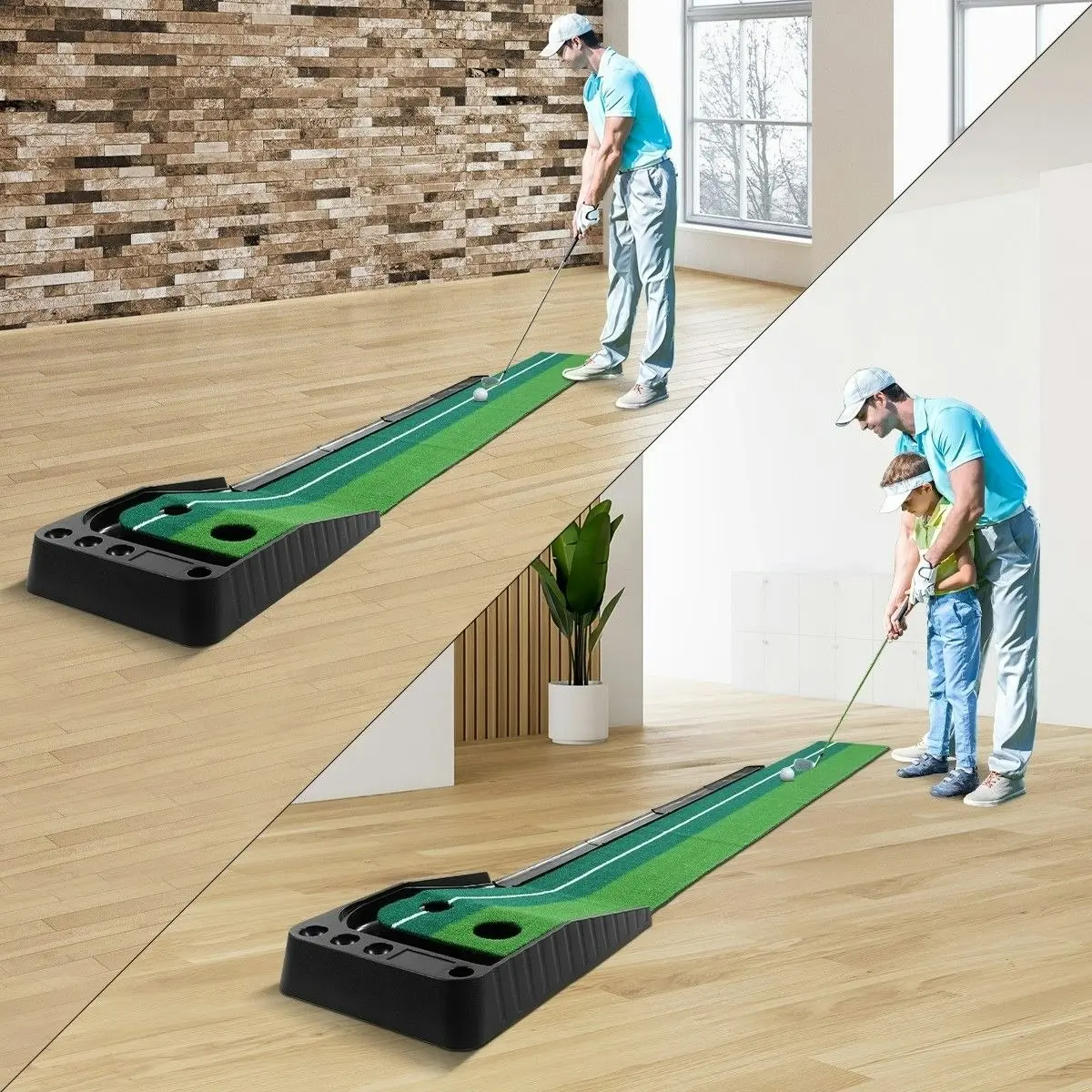 Ausway 3M Golf Putting Mat Indoor Putting Greens Training Mat Trainer with Auto Ball Return