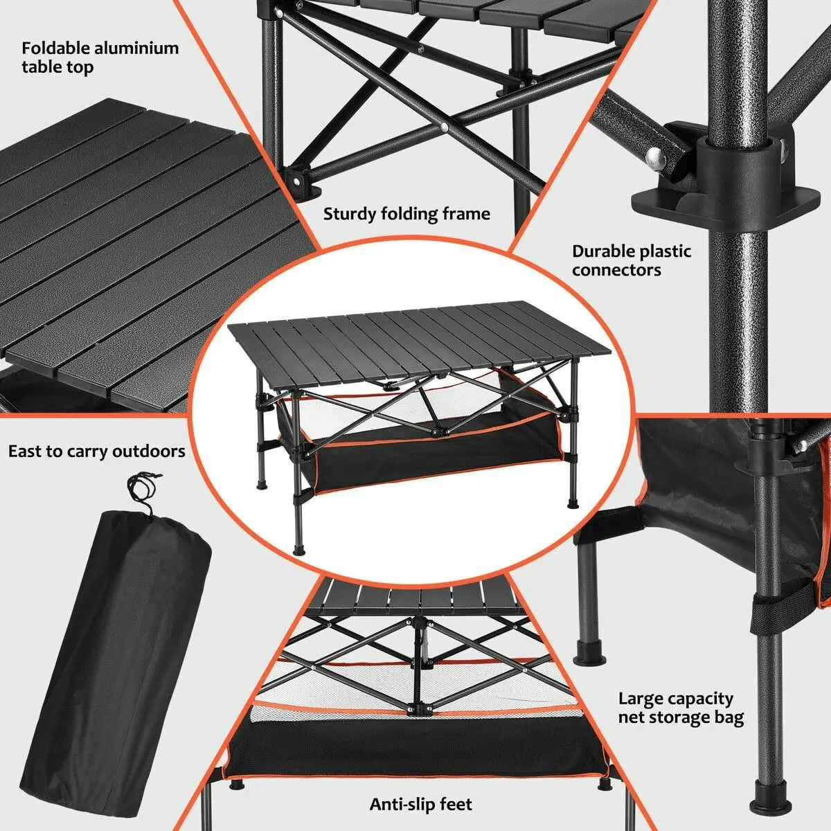 OGL Folding Camping Table Portable Picnic Outdoor Foldable Desk Aluminium with Storage Carry Bag