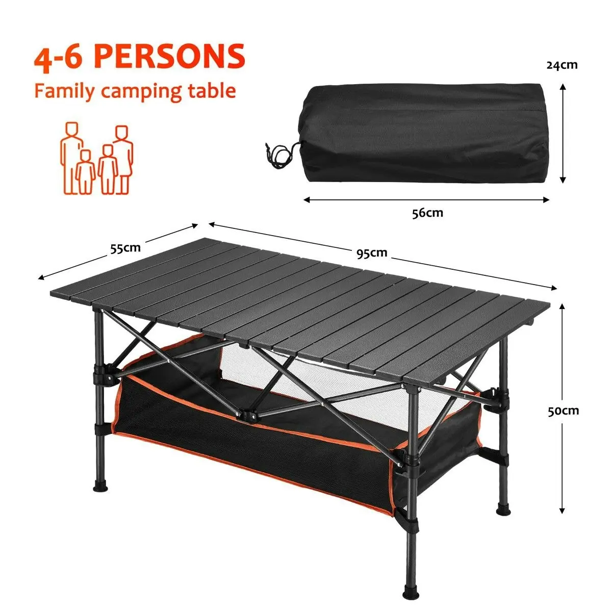 OGL Folding Camping Table Portable Picnic Outdoor Foldable Desk Aluminium with Storage Carry Bag