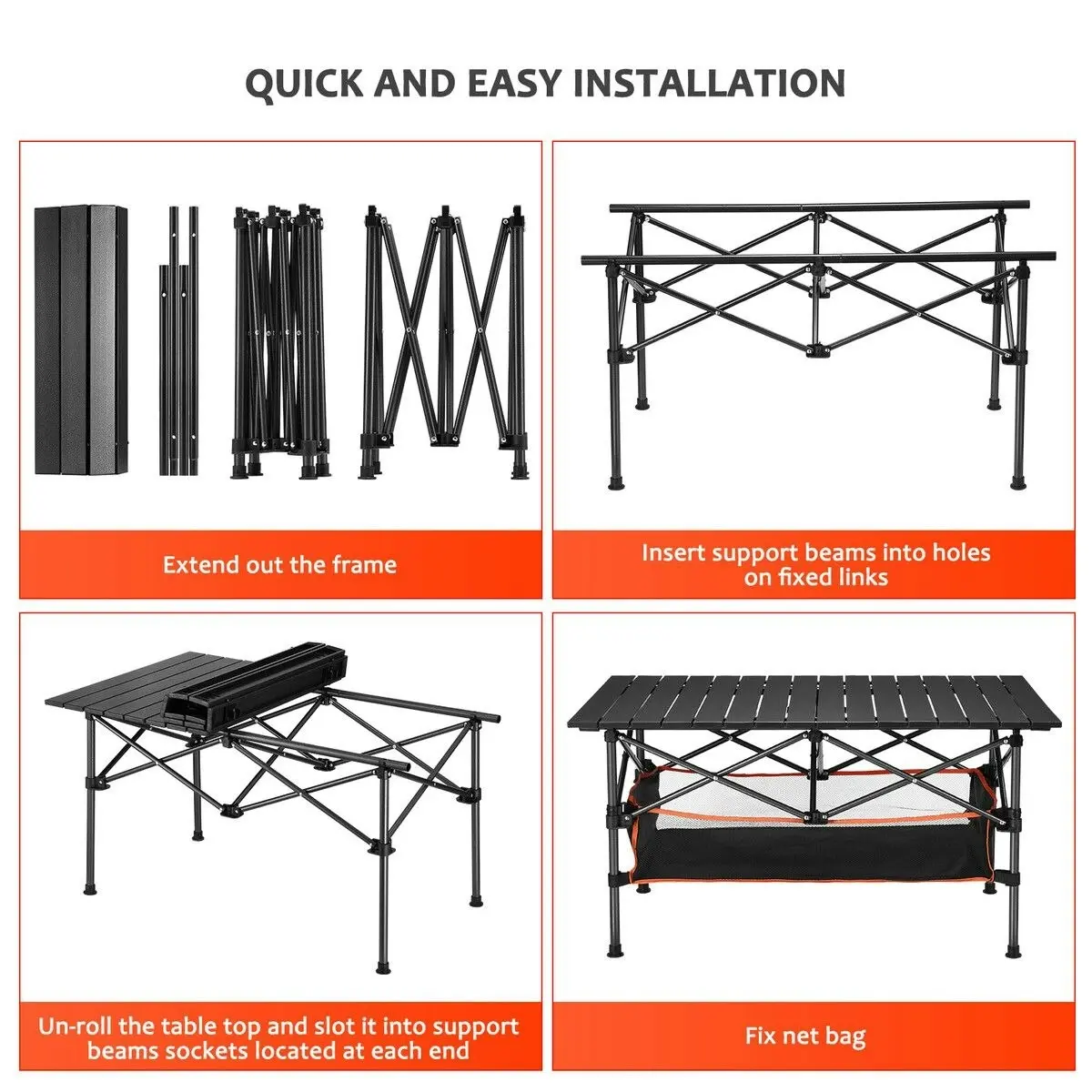 OGL Folding Camping Table Portable Picnic Outdoor Foldable Desk Aluminium with Storage Carry Bag