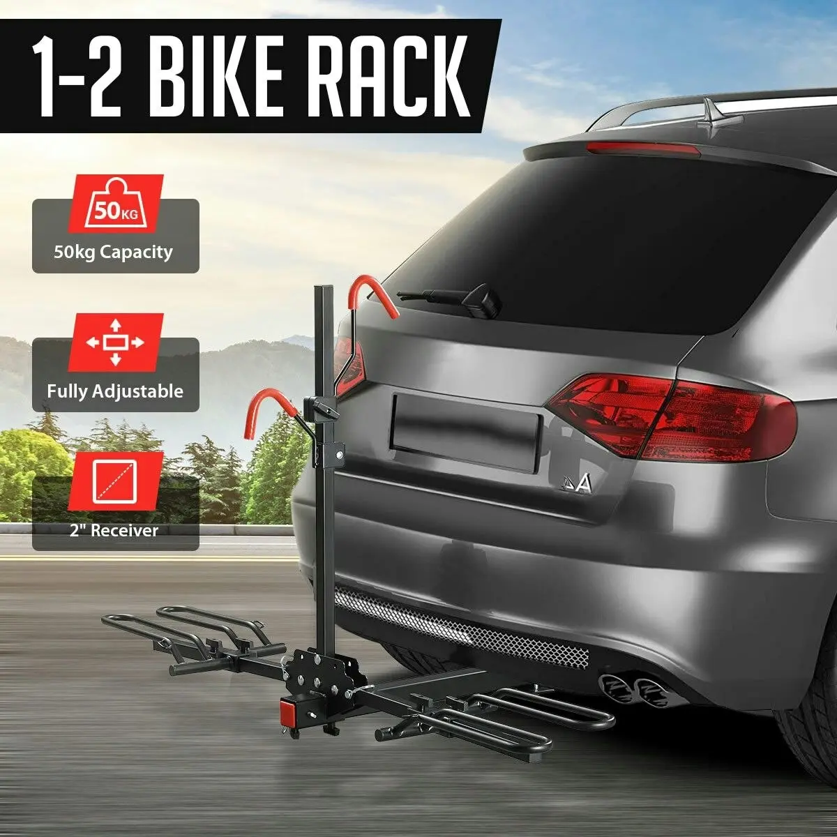 Ausway 2 Bike Rack for Car SUV Bicycle Storage Carrier Holder Vehicle Rear Platform with 2 Inch Hitch Receiver