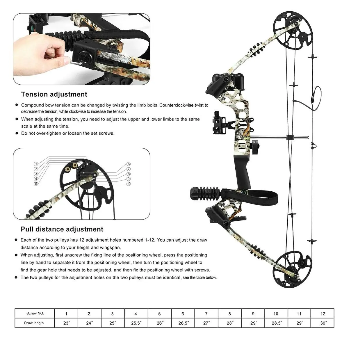 Ausway Compound Bow Arrow Set Archery Sports Hunting Target Shooting RH 20-70lbs Adjustable 320fps Speed for Beginner Master Camo