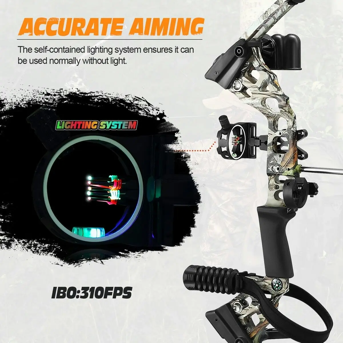 Ausway Compound Bow Arrow Set Archery Sports Hunting Target Shooting RH 20-70lbs Adjustable 320fps Speed for Beginner Master Camo