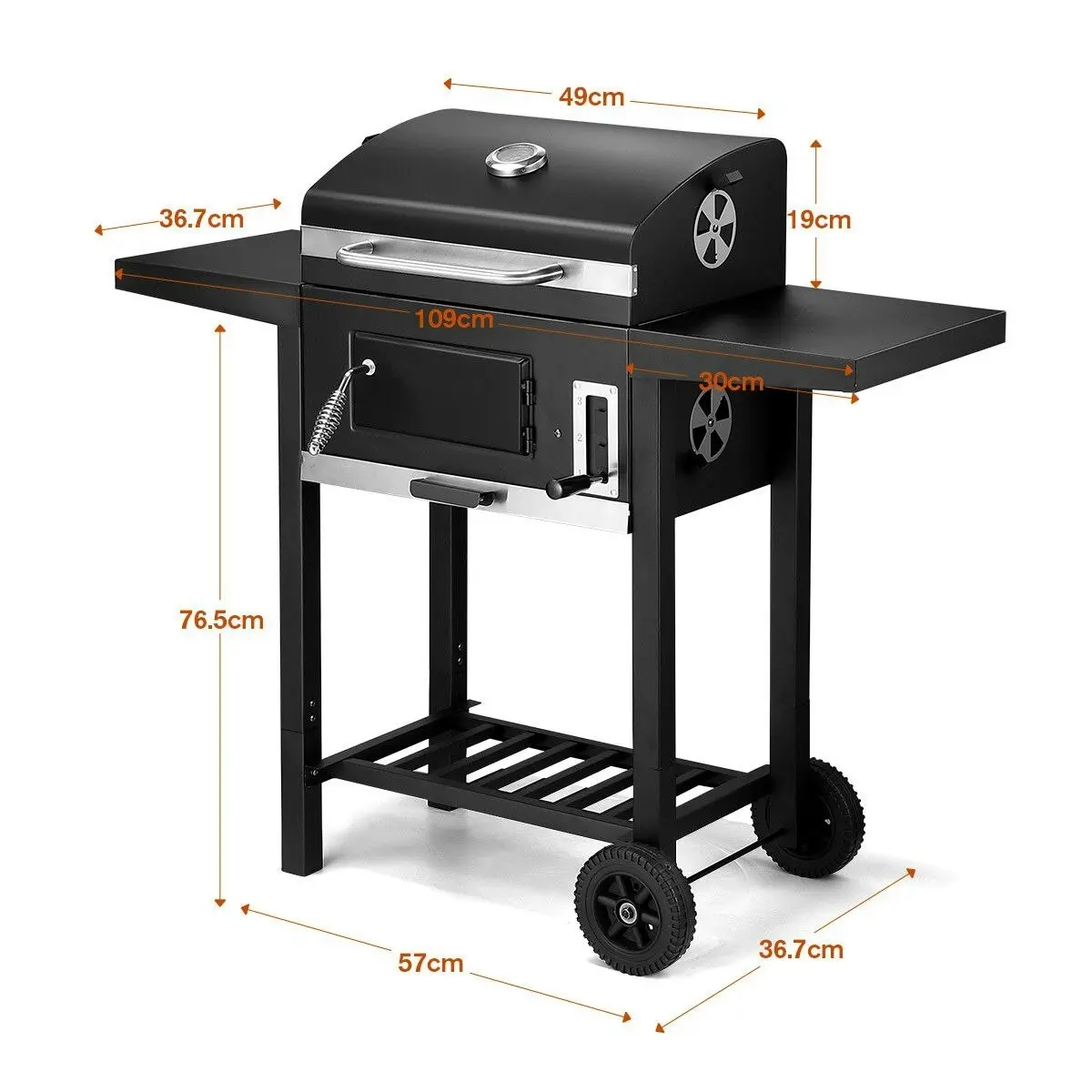 Ausway Aluminium Charcoal BBQ Grill Trolley Portable Cooking Grill Outdoor Barbecue Set for Picnic Patio Backyard Cooking