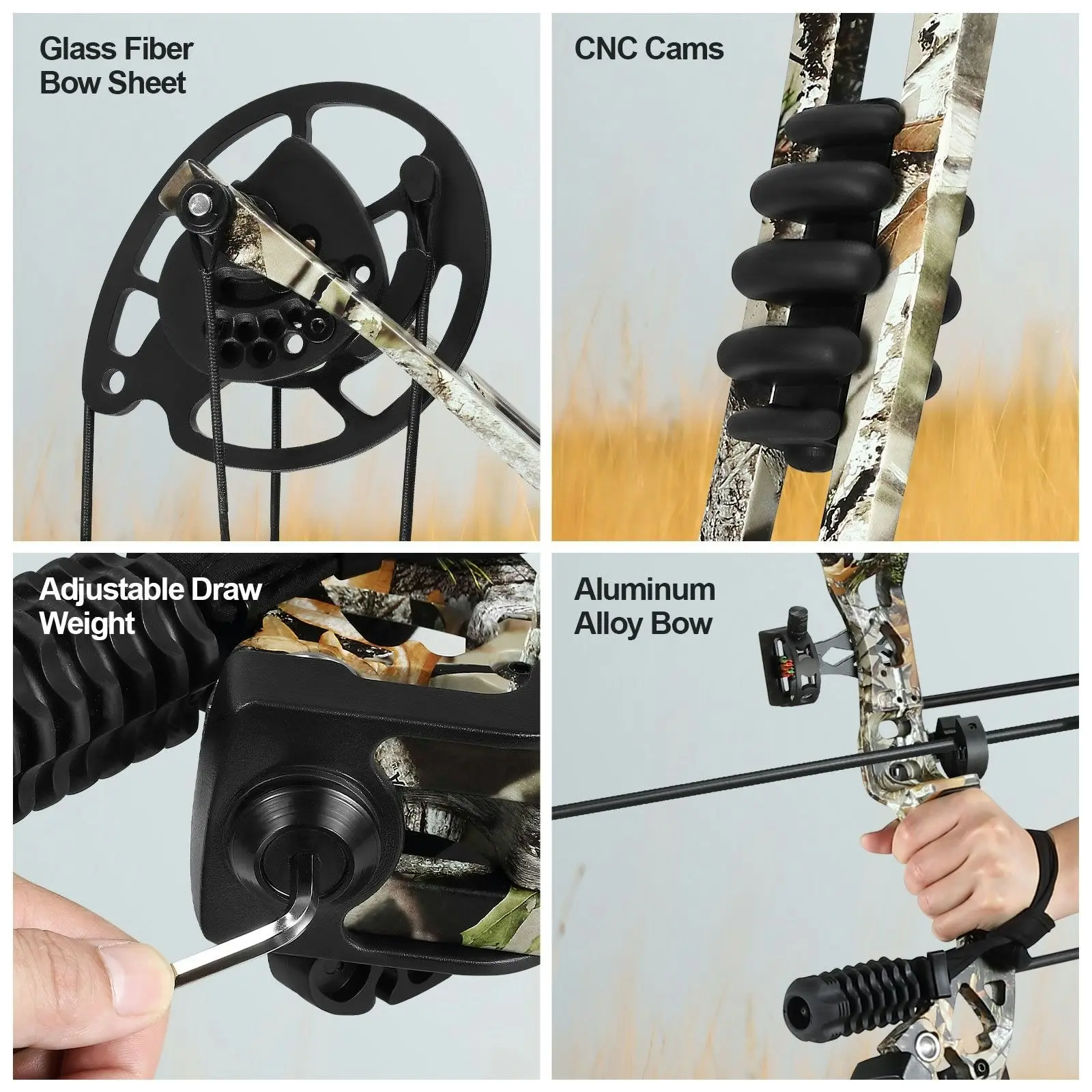 Ausway Compound Bow Arrow Archery Equipment Set Sports Hunting Target Shooting 20-55lbs Right Handed for Beginner Master Camo