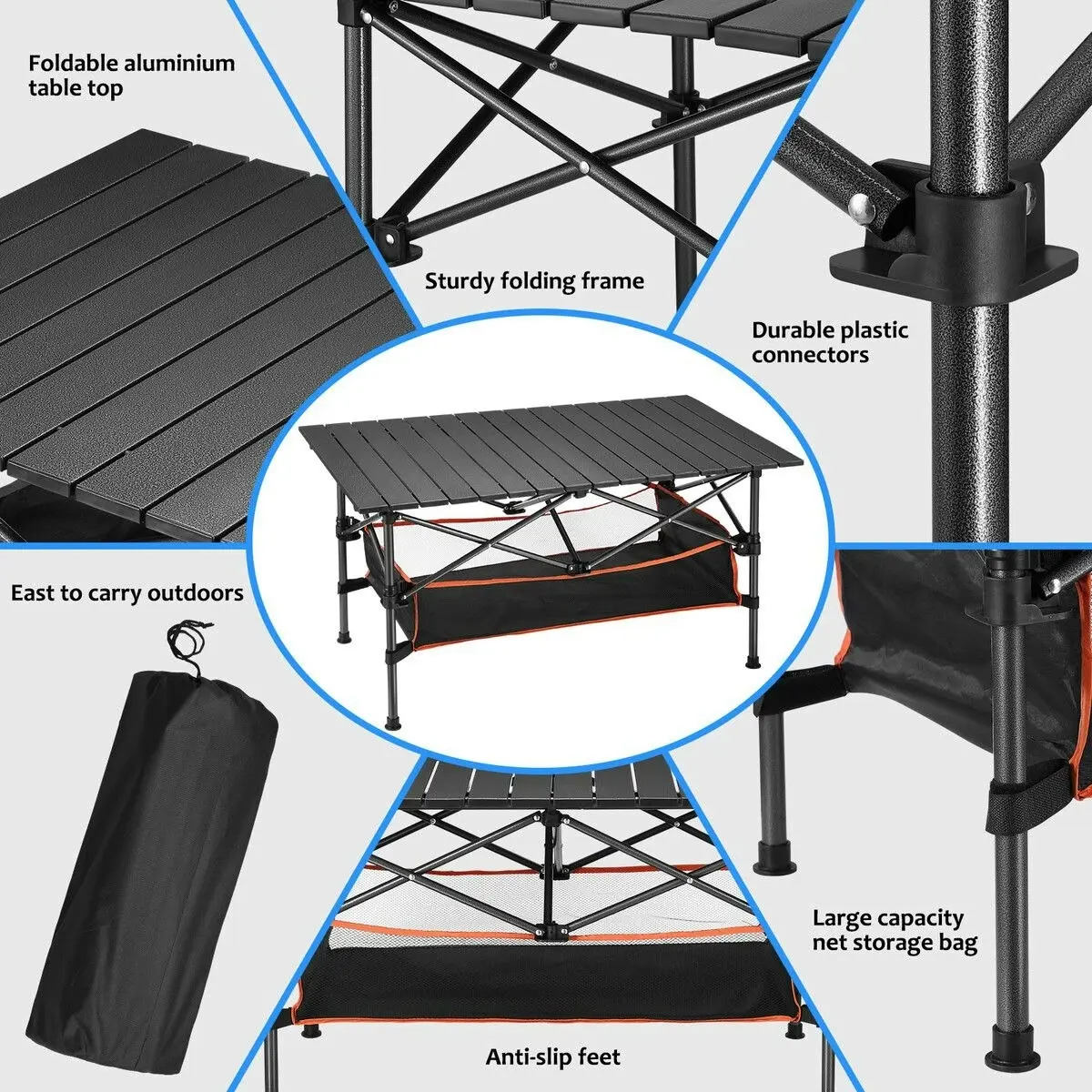 OGL Portable Folding Camping Table Picnic Outdoor Foldable Desk Aluminium with Storage Carry Bag