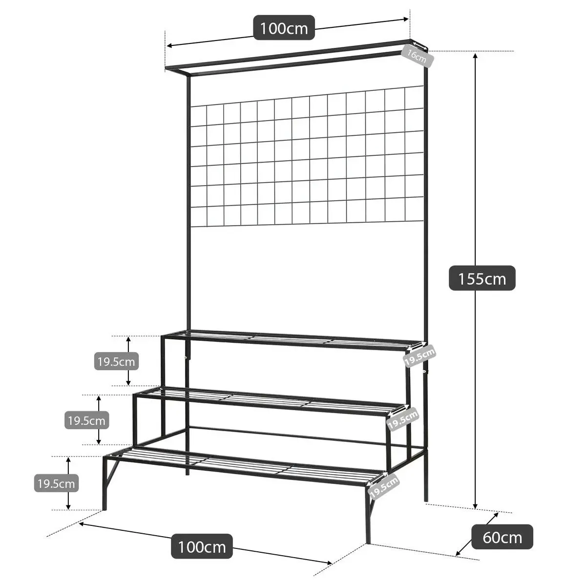 Ausway Black Plant Stand 3 Tiers Metal Hanging Pot Holder Flower Shelf Outdoor Indoor Corner Planter Garden Storage Rack Large