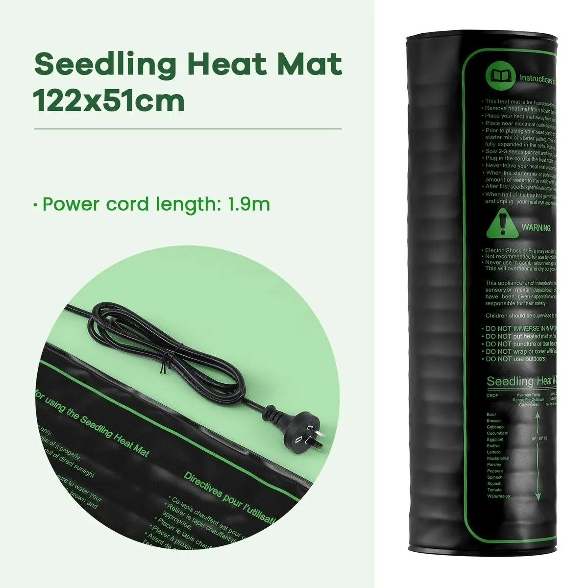 Pet Scene Seedling Heat Mat Pad Plant Germination Starter Heating Warming Grow 122x51CM 100W