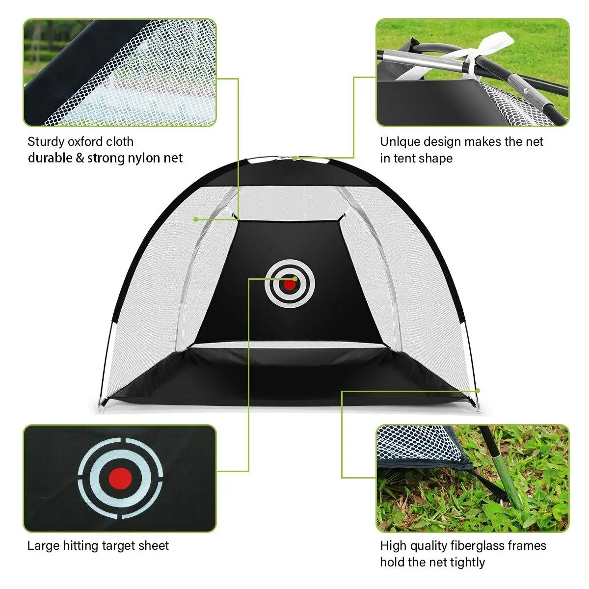 Genki Golf Practice Net and Hitting Mat Target Set Training Aids Home Golf Swing Driving Indoor Outdoor