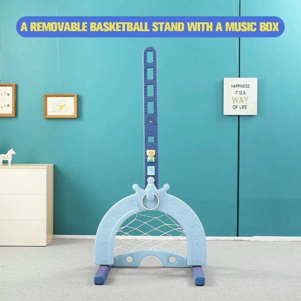 Ausway Kids Basketball Hoop Stand Set Golf Game Football Gate Ring Toss Activity Centre Outdoor Indoor Adjustable 5-in-1