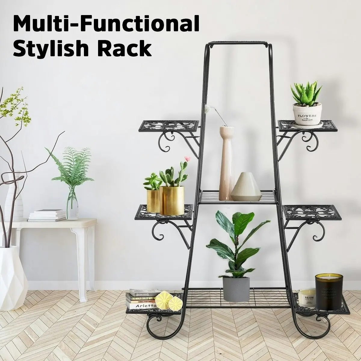 Ausway 9-Tier Plant Stand Metal Flower Pot Holder Display Shelf Rack