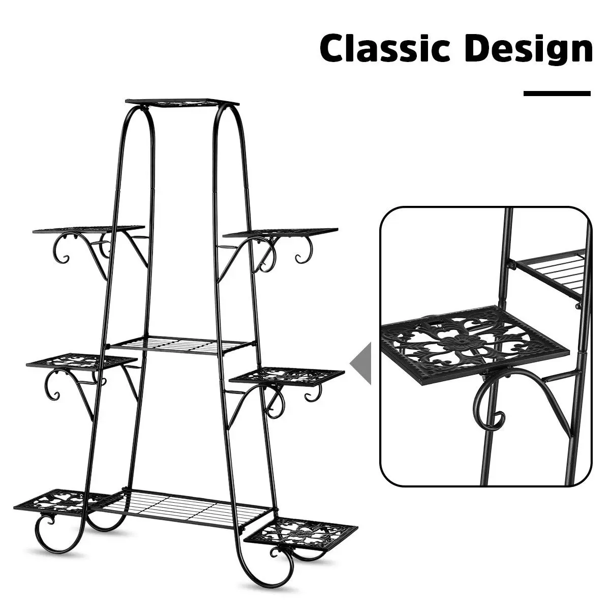 Ausway 9-Tier Plant Stand Metal Flower Pot Holder Display Shelf Rack