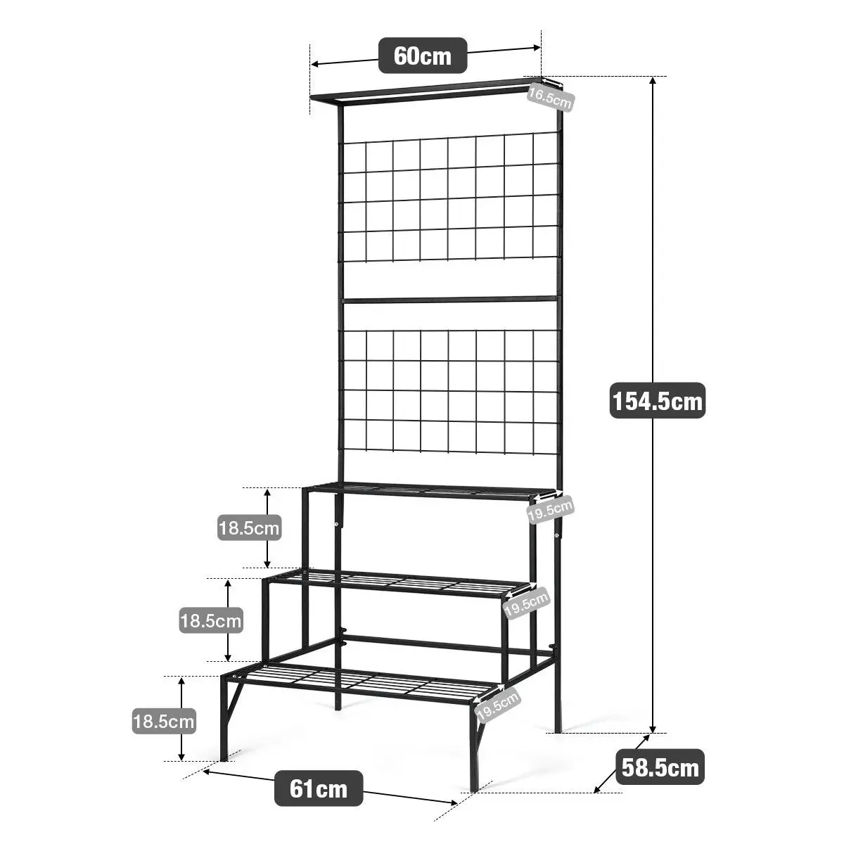 Ausway 3-Tier Hanging Plant Stand Rack Metal Flower Pot Display Shelf Garden Planter Black