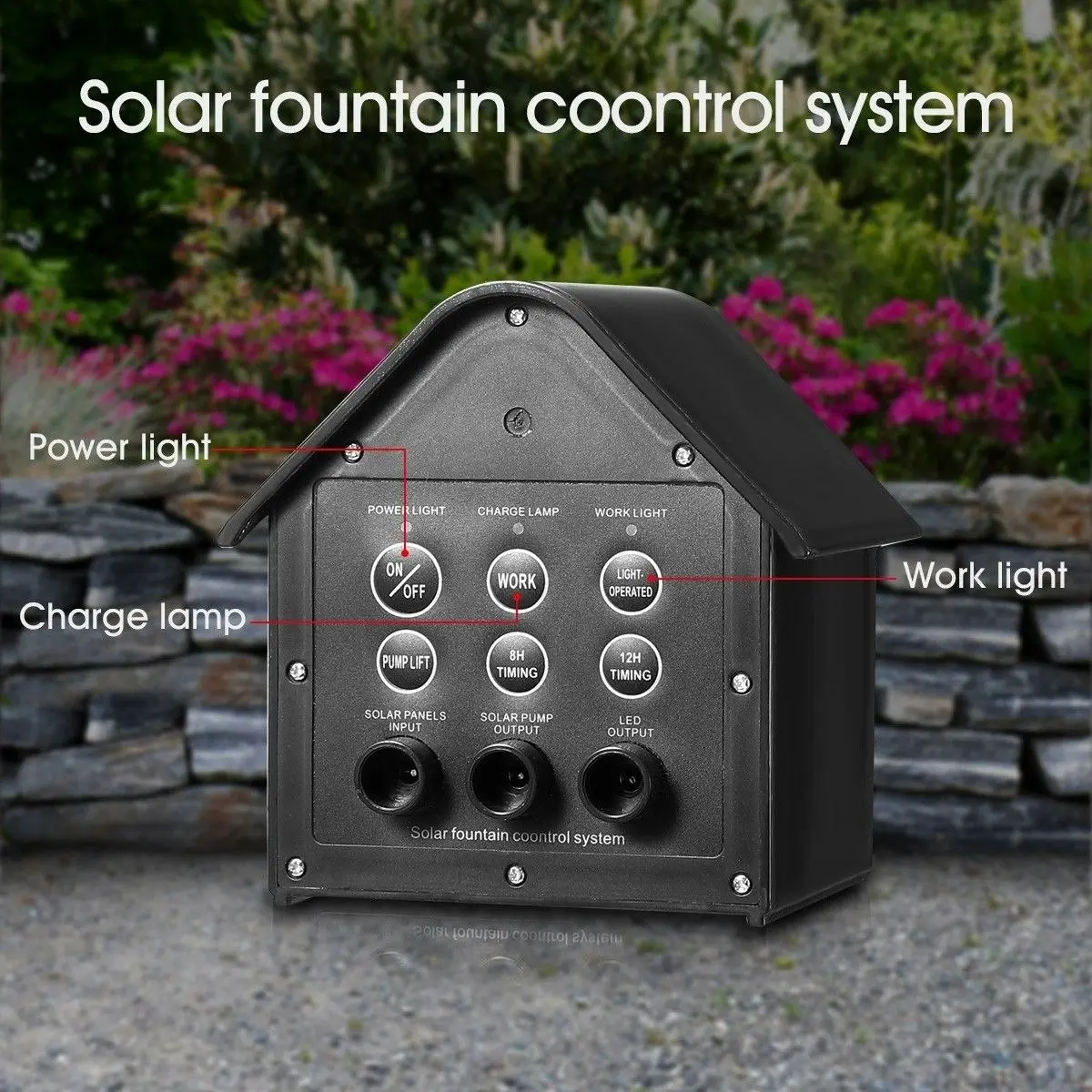 Ausway 50W Solar Fountain Water Pump with Battery and LED Light for Birdbath Garden Pool