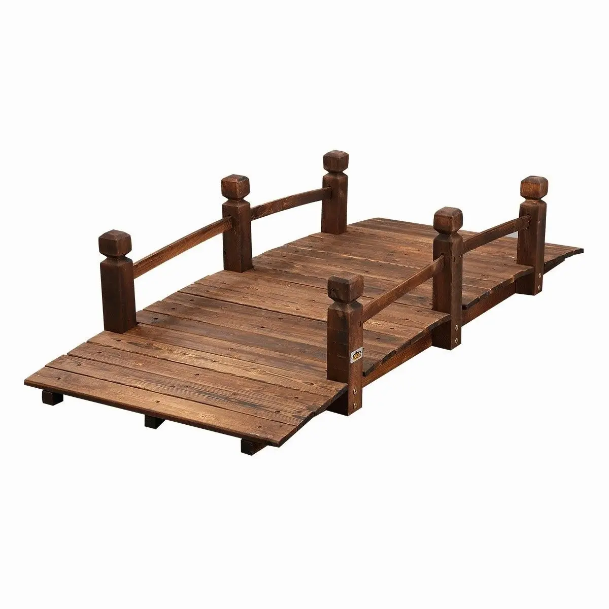 Ausway Outdoor Garden Ornament Wooden Bridge Rustic Decoration 160cm Timber