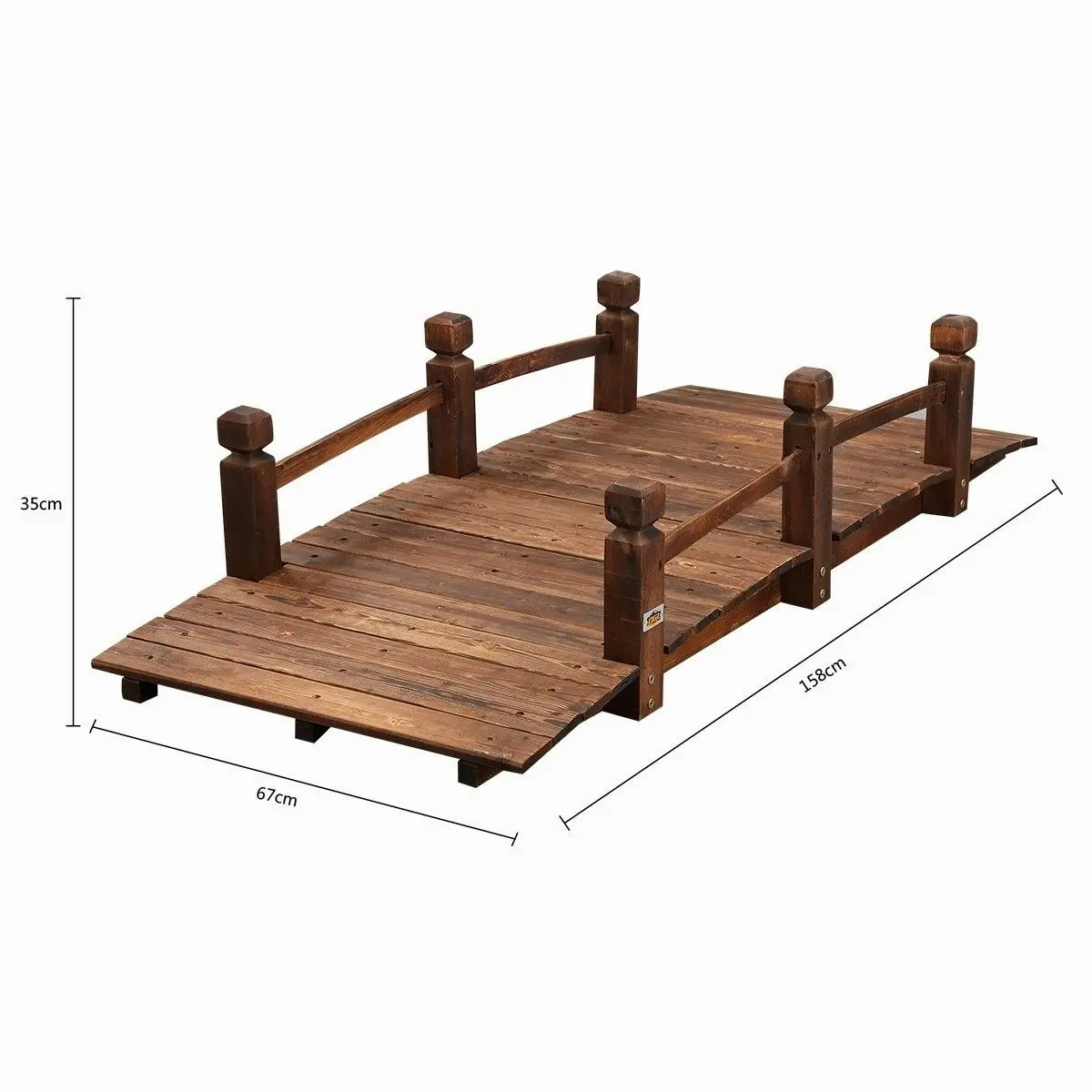 Ausway Outdoor Garden Ornament Wooden Bridge Rustic Decoration 160cm Timber