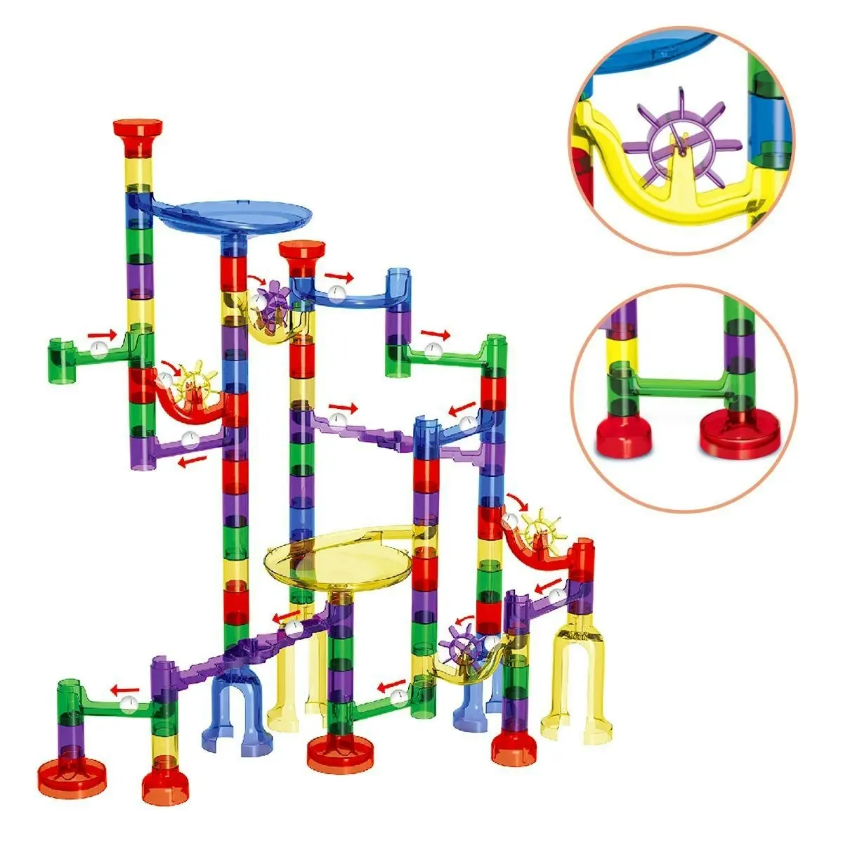 Ausway 122PCS Marble Run Game Marble Race Track Light Marbles Kids Birthday Gift