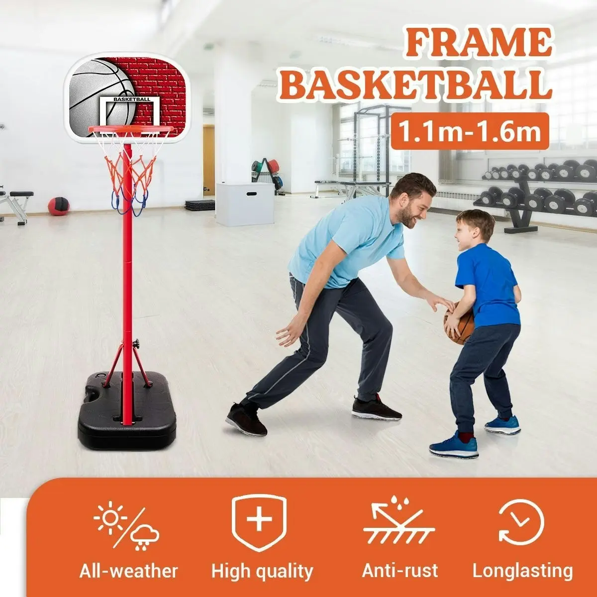 Ausway Kids Portable Basketball Hoop Stand System with Adjustable Height