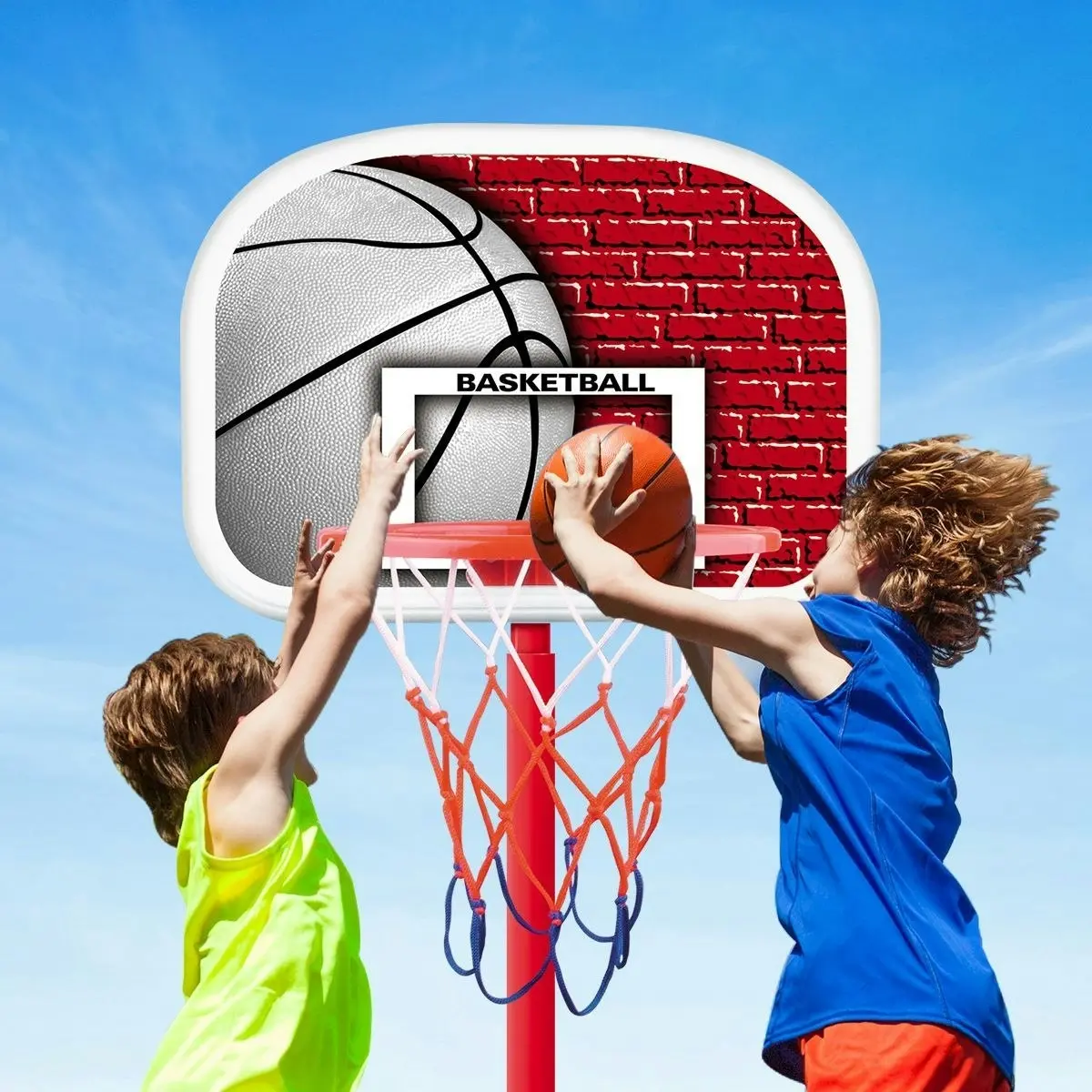 Ausway Kids Portable Basketball Hoop Stand System with Adjustable Height