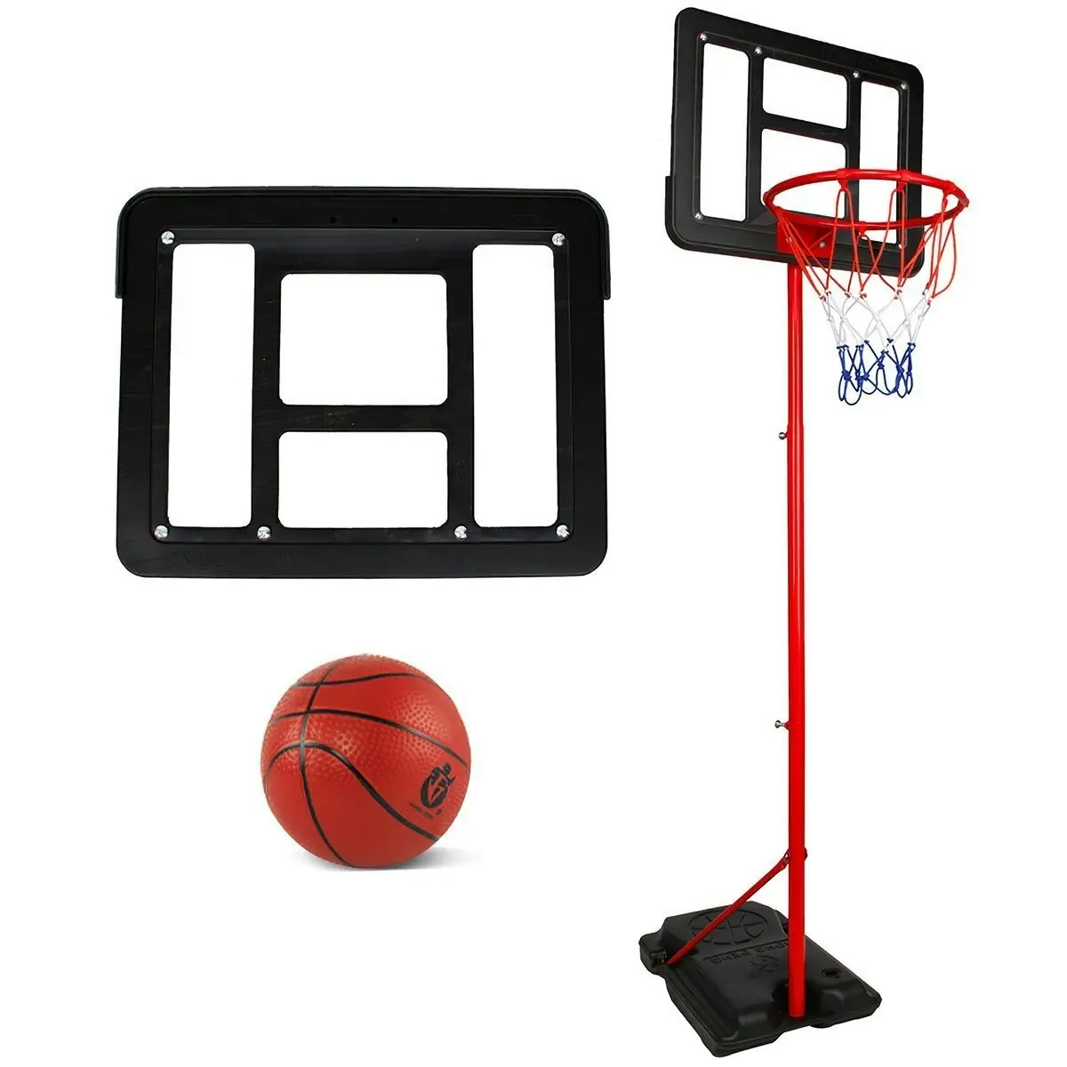 Ausway 1.6m 2m Kids Portable Basketball Hoop Stand System with Adjustable Height Net Ring Ball