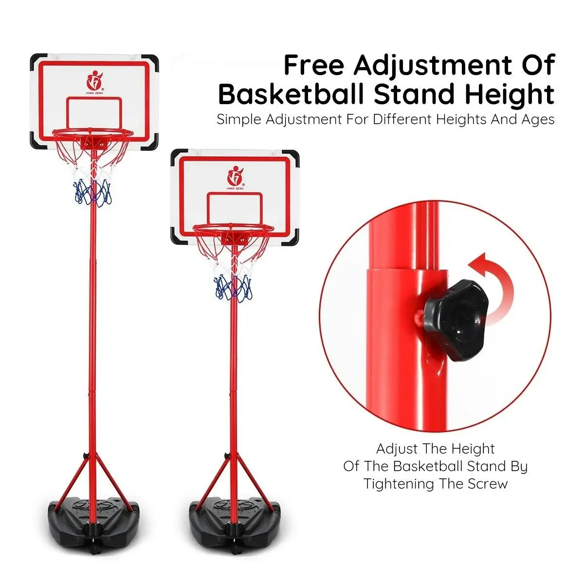 Ausway 2m Portable Adjustable Basketball Stand Hoop System for Kids w Basketball