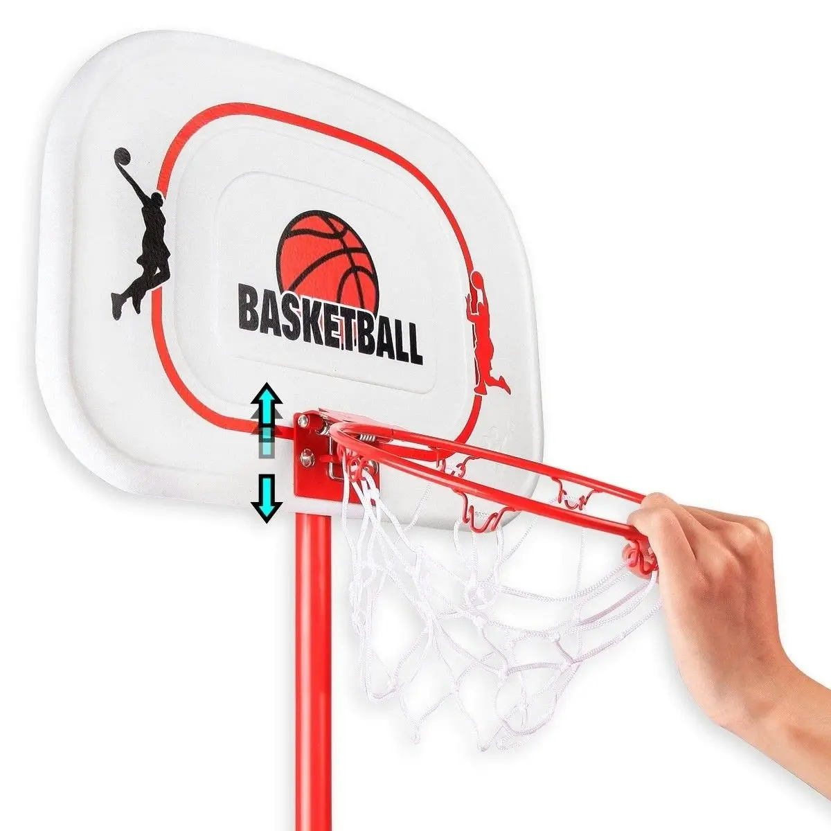 Ausway 1.6m 2.4m Large Kids Portable Basketball Hoop Stand System Set Adjustable Height Net Ring Ball