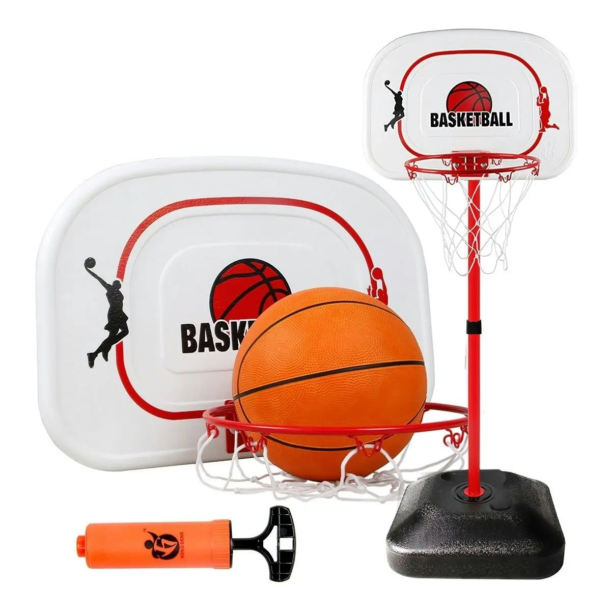 Ausway 1.6m 2.4m Large Kids Portable Basketball Hoop Stand System Set Adjustable Height Net Ring Ball