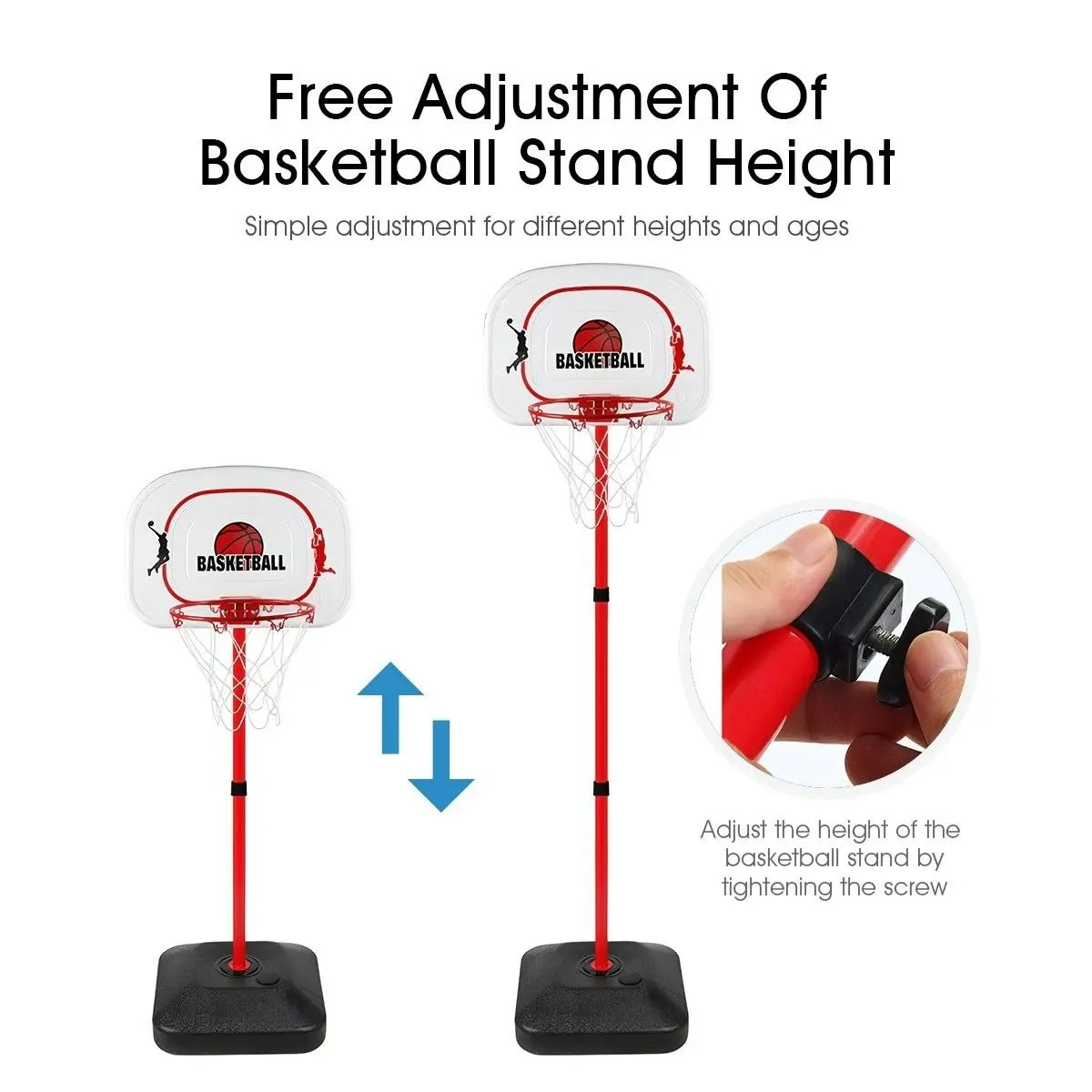 Ausway 1.6m 2.4m Large Kids Portable Basketball Hoop Stand System Set Adjustable Height Net Ring Ball