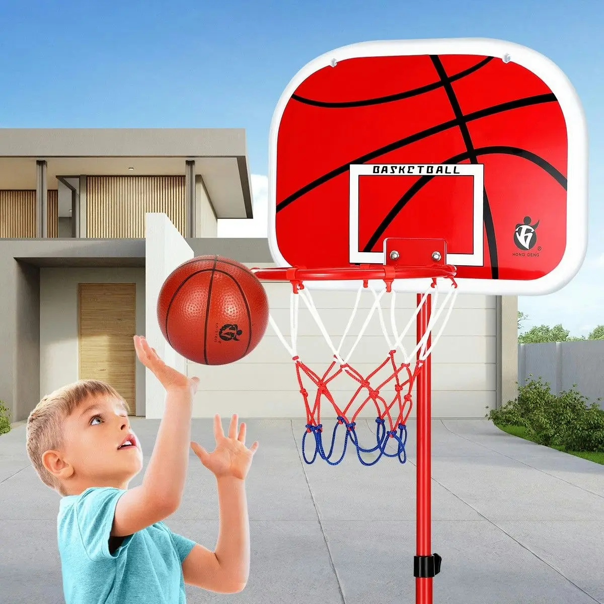 Ausway 2m Basketball Hoop for Toddler Kids Children Portable Adjustable Indoor Training Set