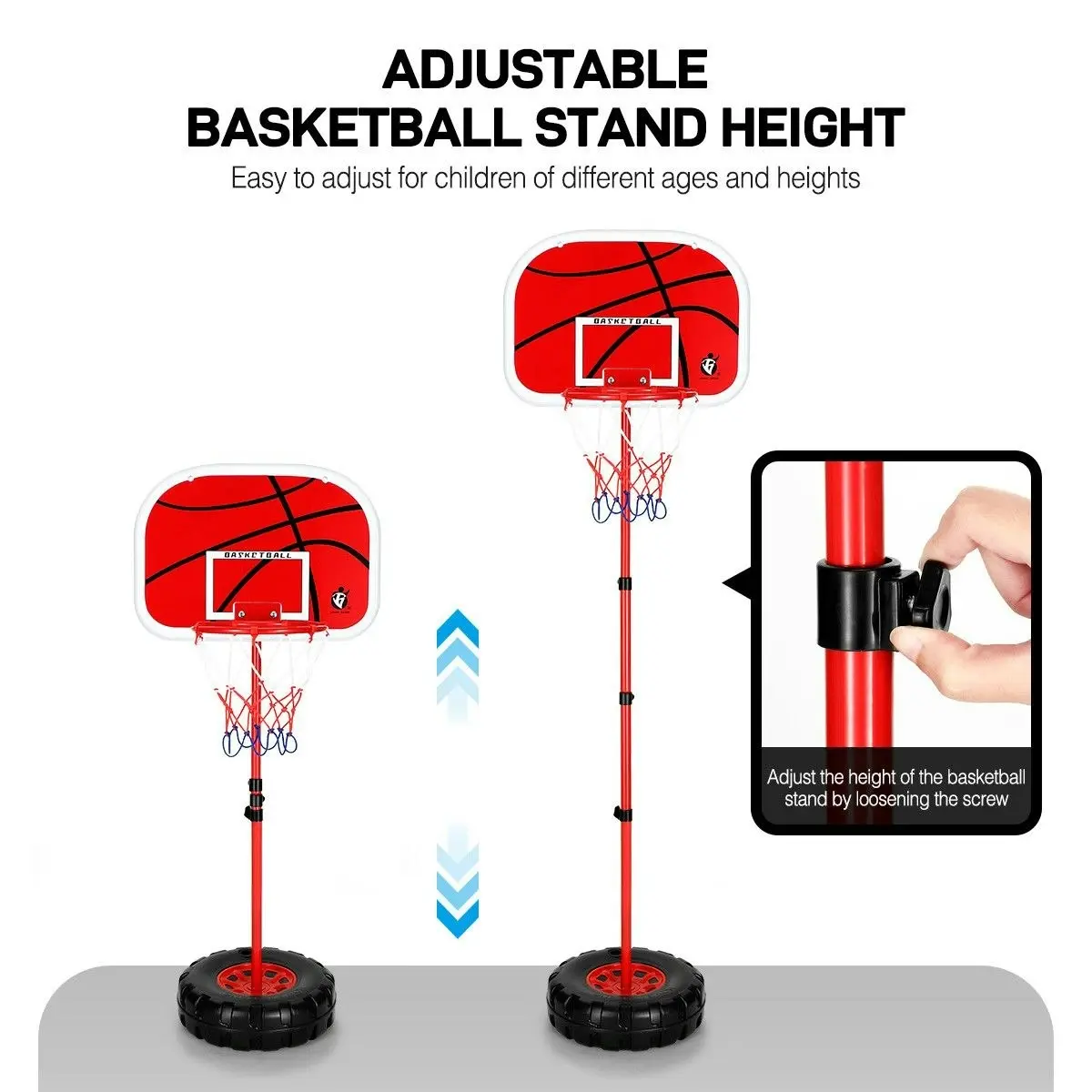 Ausway 2m Basketball Hoop for Toddler Kids Children Portable Adjustable Indoor Training Set