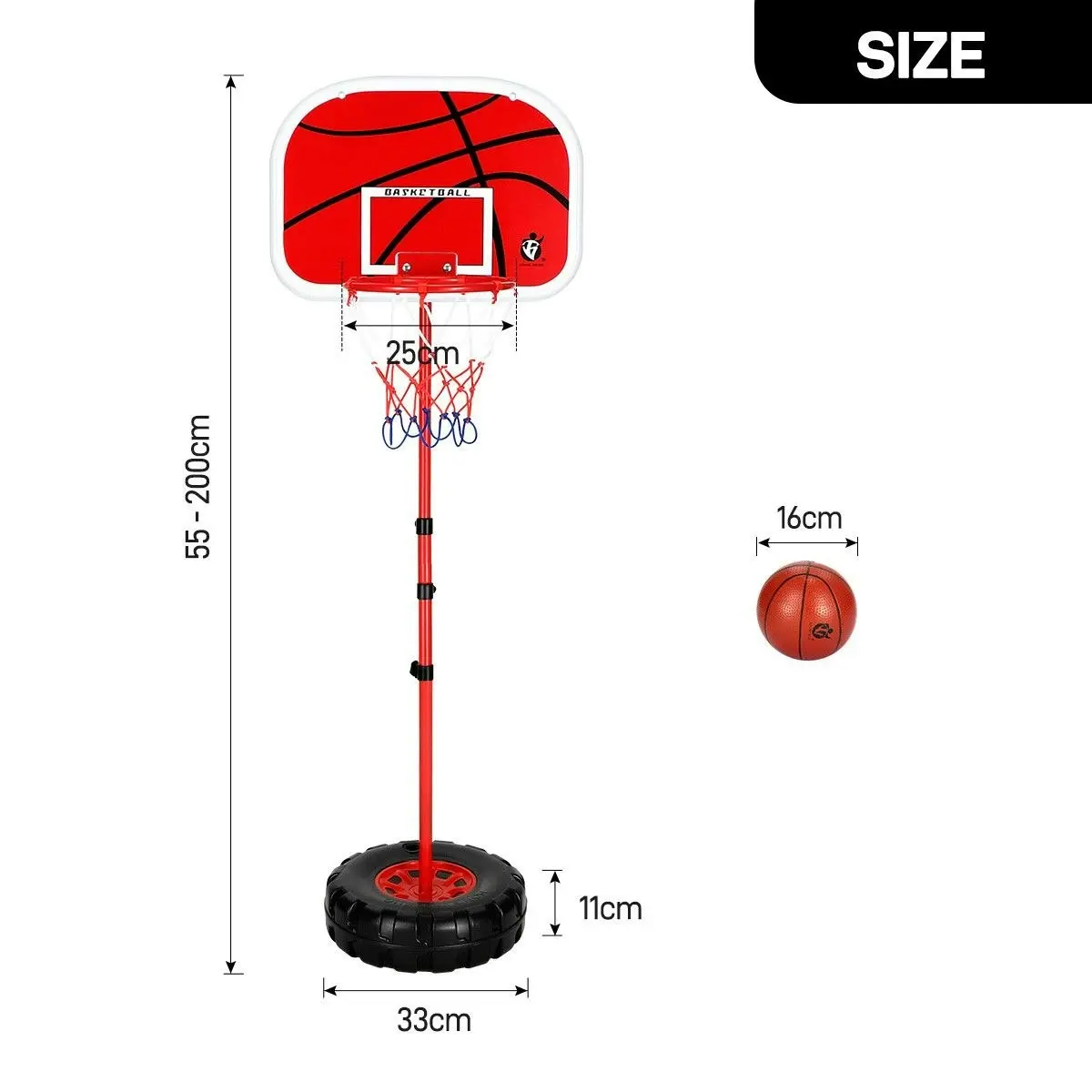 Ausway 2m Basketball Hoop for Toddler Kids Children Portable Adjustable Indoor Training Set