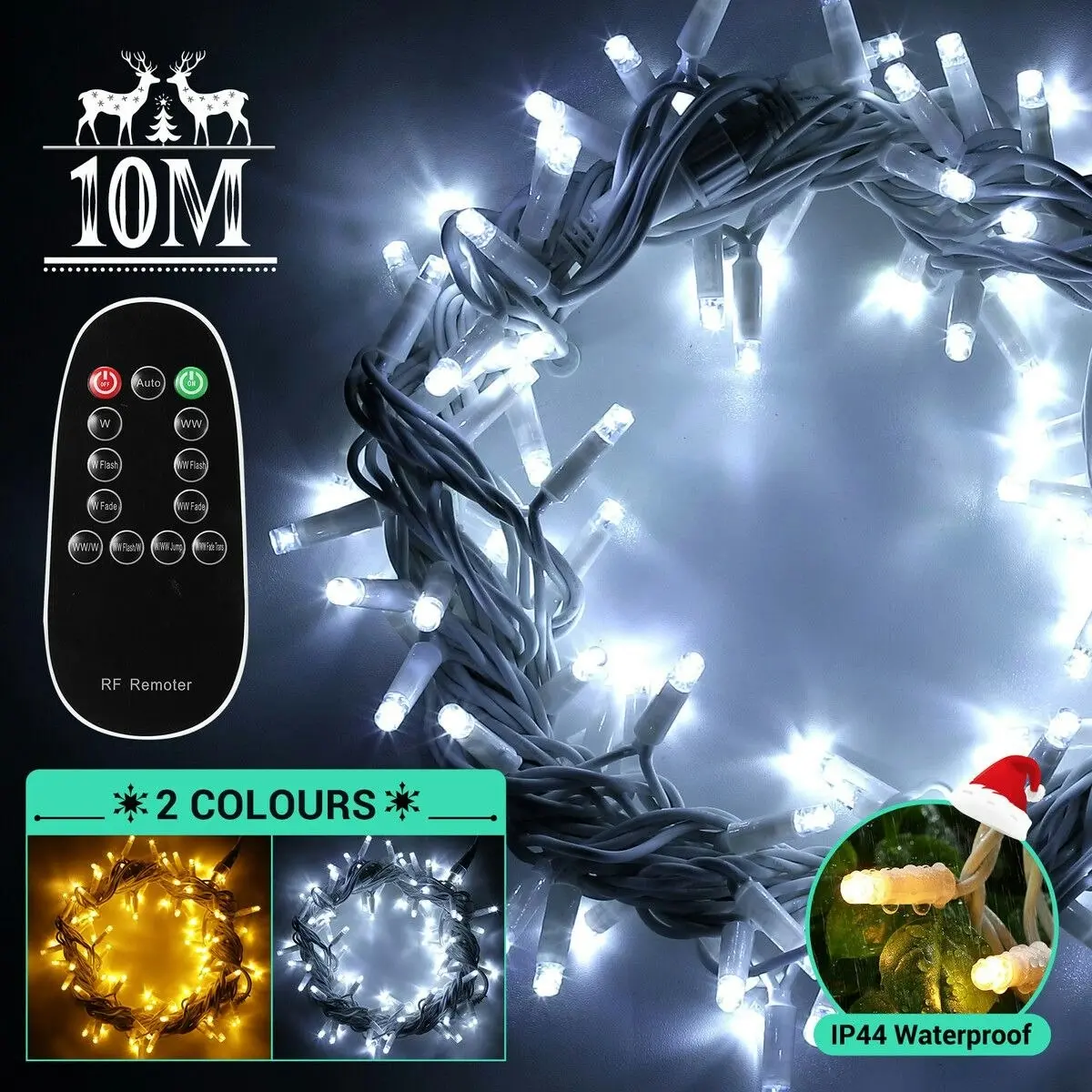 Solight 10m Christmas LED Light String Strip Rope Xmas Tree Decor Holiday Ornament Outdoor Indoor IP44 Waterproof Bio Colour