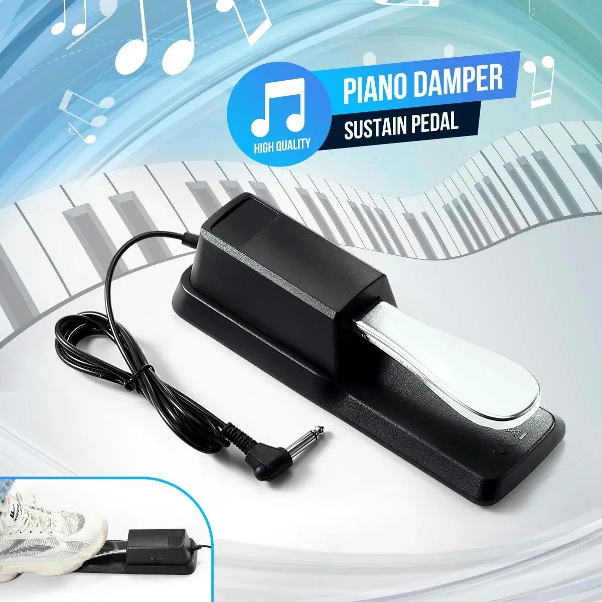 Melodic Universal Sustain Pedal for Electronic Keyboard Piano Organ Synth Damper Polarity Switch