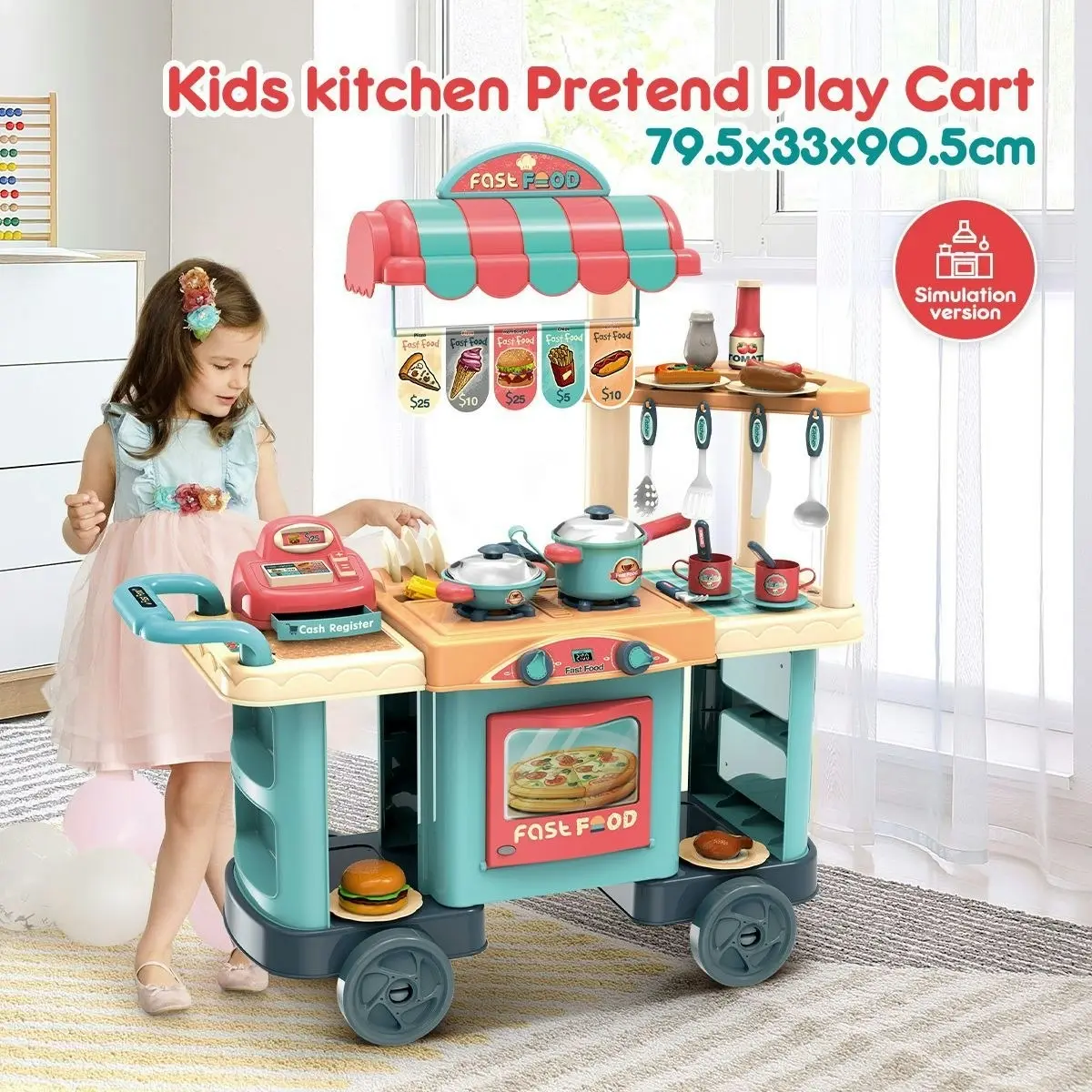 Ausway 60 Accessories Kid Toy Kitchen Set Children Toddler Pretend Play