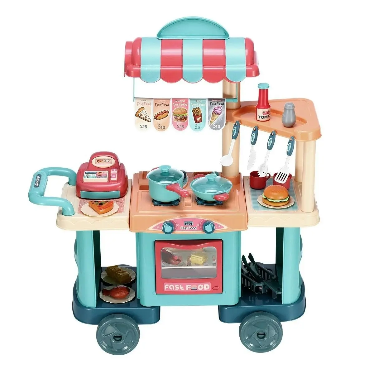 Ausway 60 Accessories Kid Toy Kitchen Set Children Toddler Pretend Play