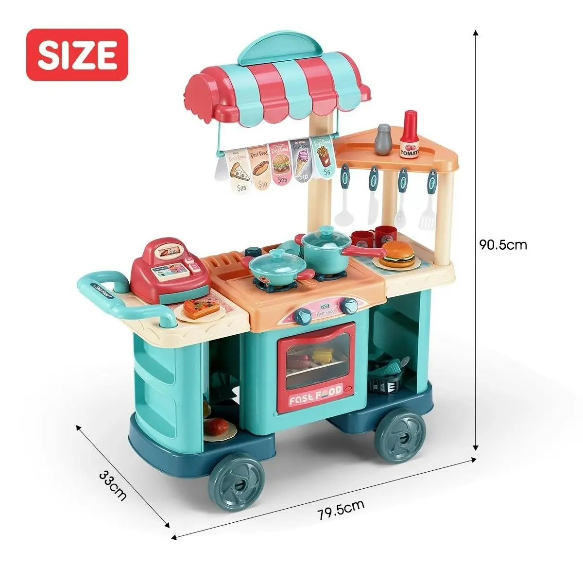 Ausway 60 Accessories Kid Toy Kitchen Set Children Toddler Pretend Play