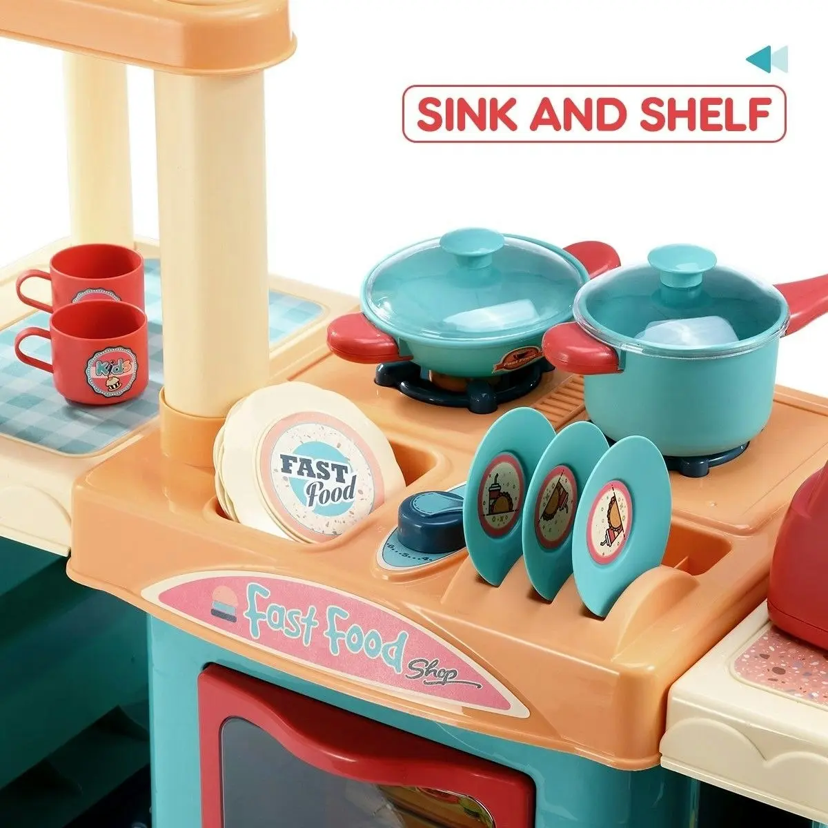 Ausway 60 Accessories Kid Toy Kitchen Set Children Toddler Pretend Play