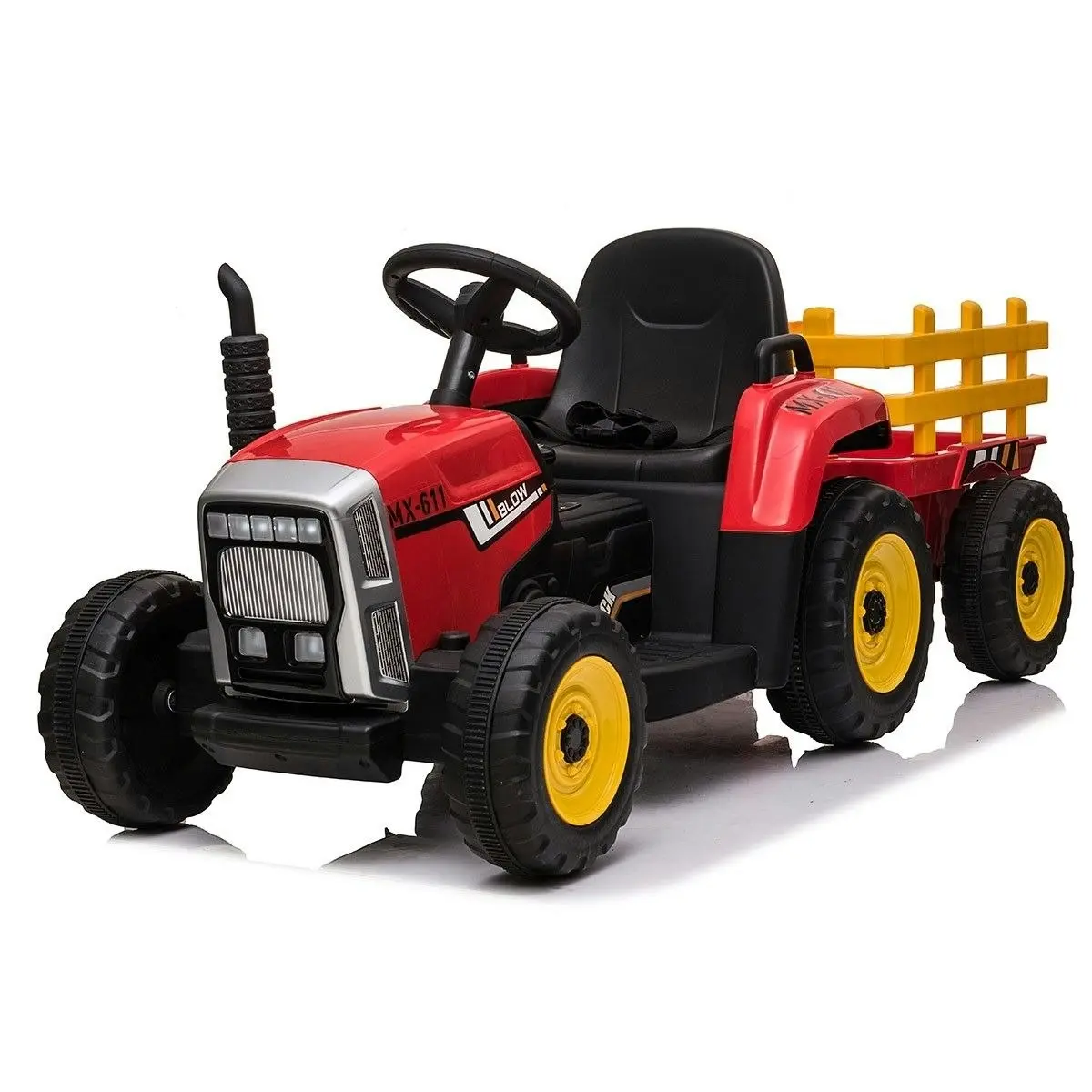 Ausway 12V Electric Kids Ride On Tractor and Trailer Farm Toy Tractor Set