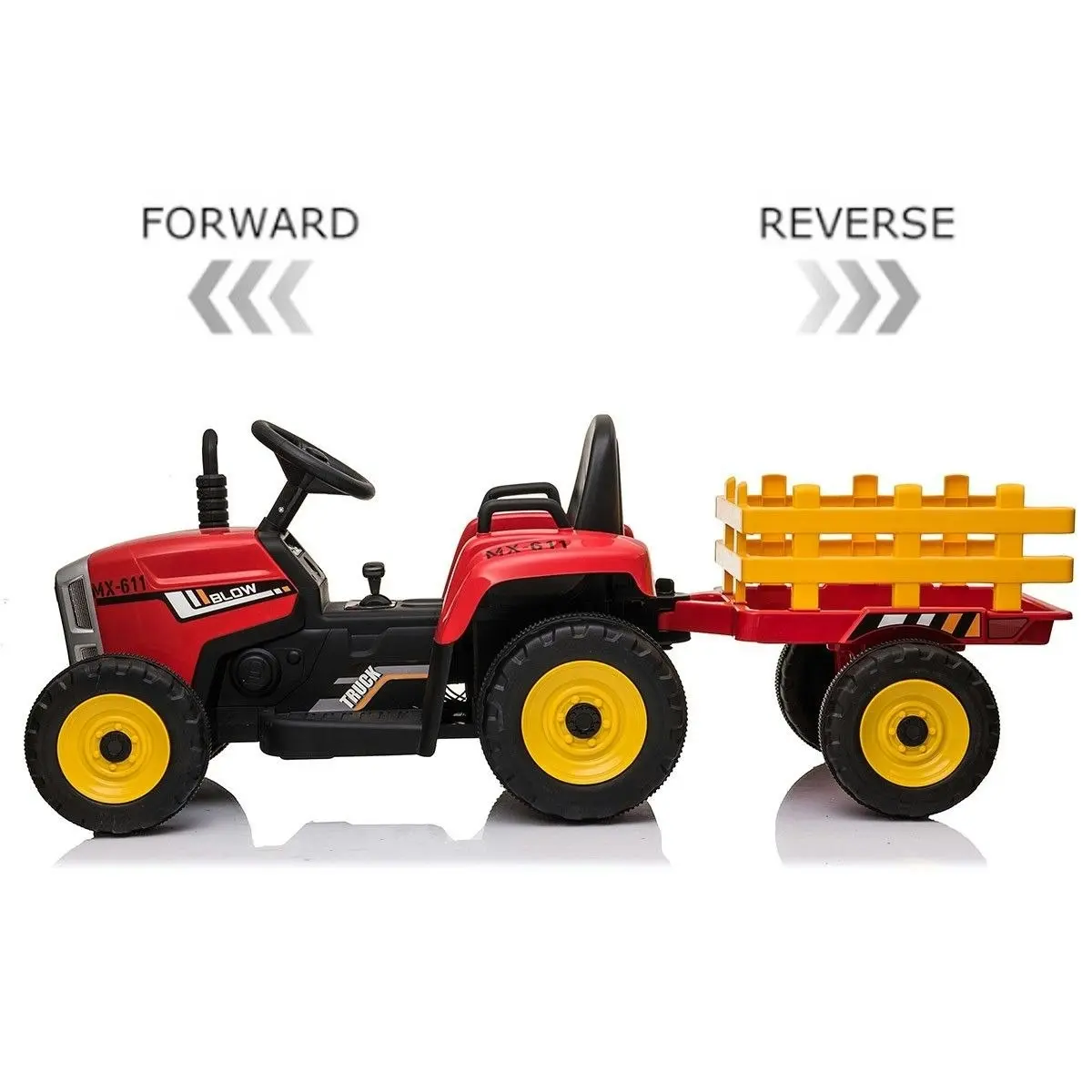 Ausway 12V Electric Kids Ride On Tractor and Trailer Farm Toy Tractor Set