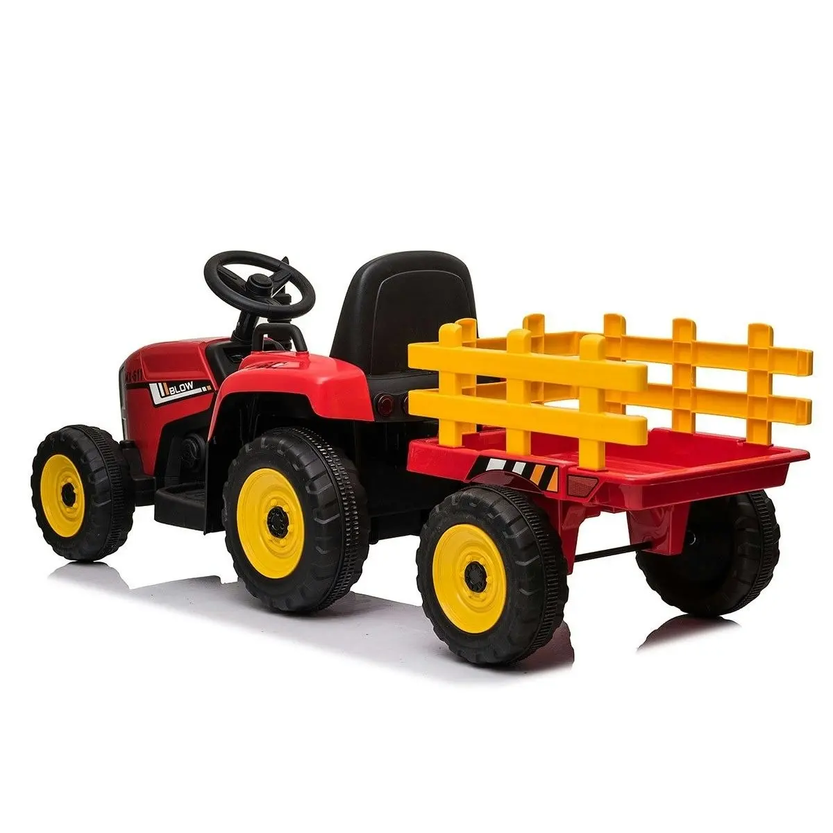 Ausway 12V Electric Kids Ride On Tractor and Trailer Farm Toy Tractor Set