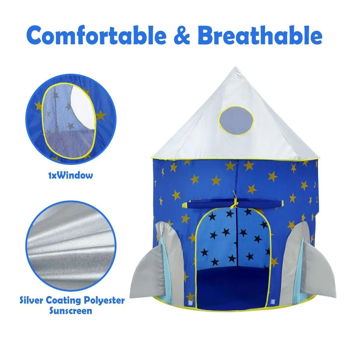 Ausway Kids Pop Up Tent Ball Pit Basketball Hoop Dollhouse Indoor Playground Teepee Playhouse Princess Castle Crawl Tunnel Outdoor Playset Blue