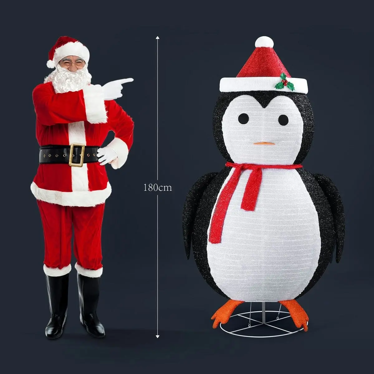 Solight 180cm Penguin Christmas Light LED Strip Xmas Decoration Home Display Outdoor House Holiday Ornament Folding 8 Flickering Effects