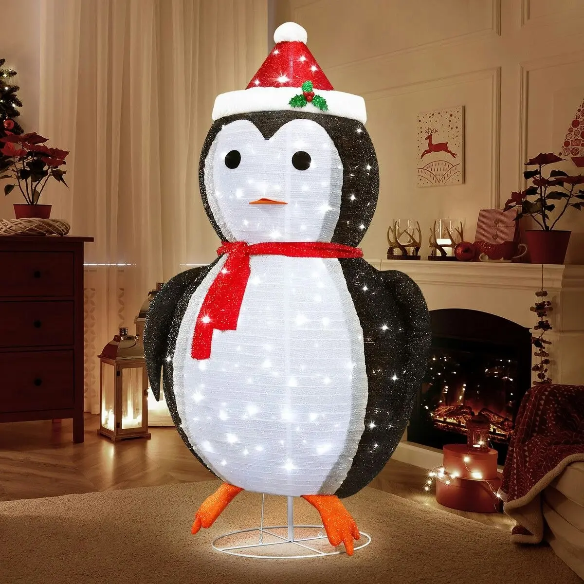 Solight 180cm Penguin Christmas Light LED Strip Xmas Decoration Home Display Outdoor House Holiday Ornament Folding 8 Flickering Effects