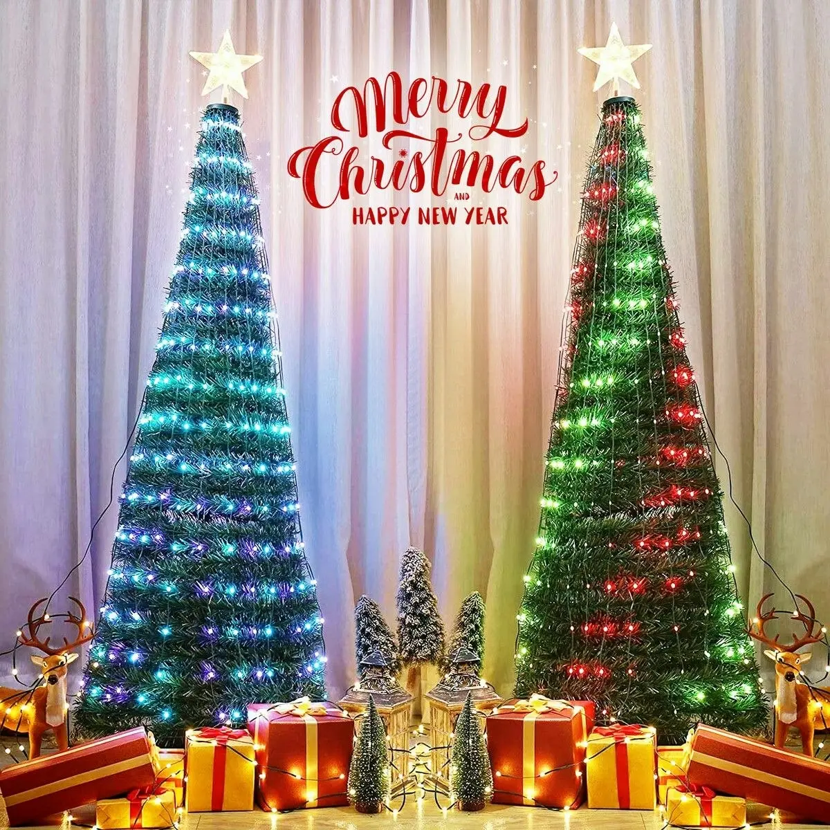 Solight 180cm Christmas Tree With RGB LED Light Xmas Spruce Artificial Holiday Decor Ornament Indoor Remote Control 18 Lighting Modes