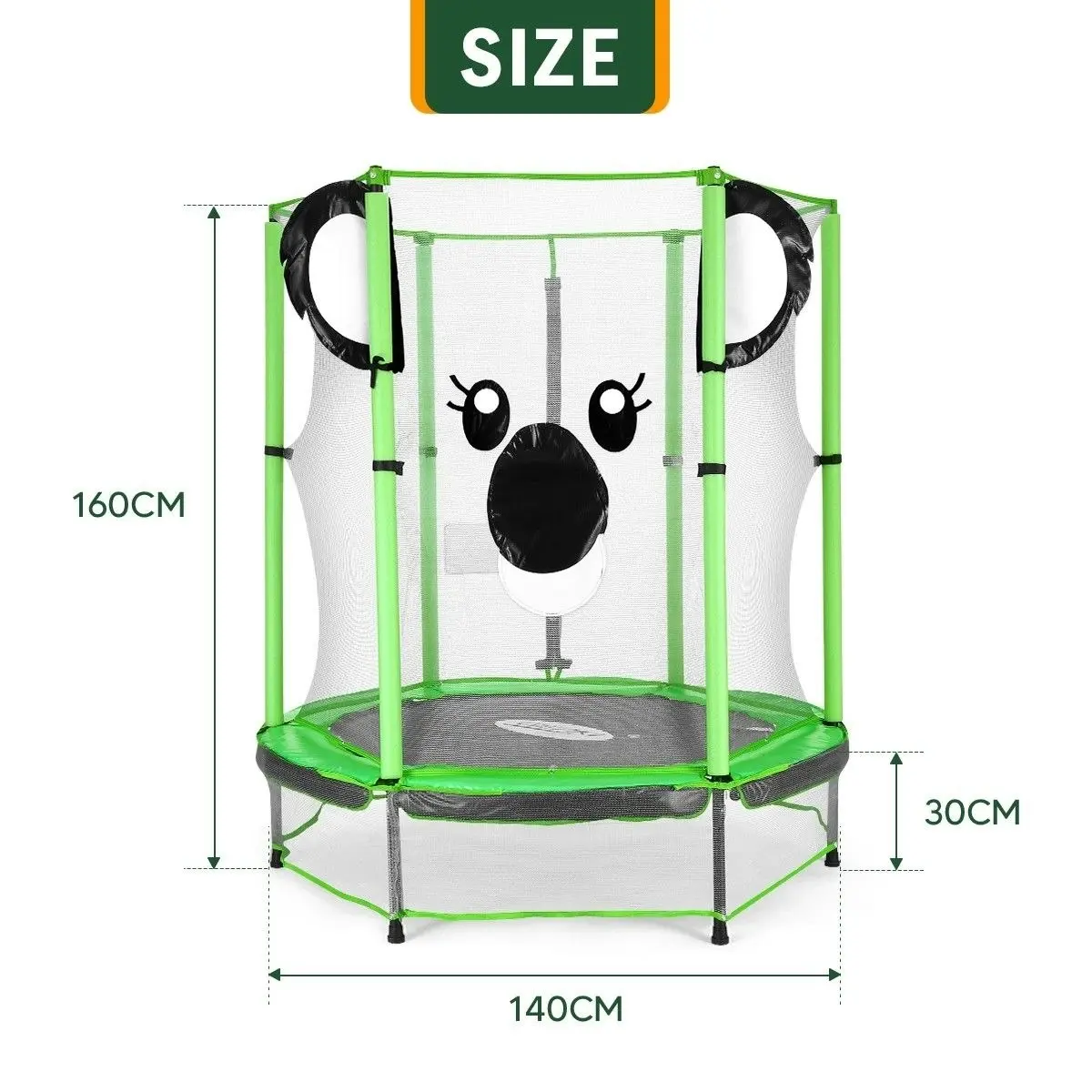 Genki  55 Inch Koala Trampoline for Kids with Safety Net Enclosure