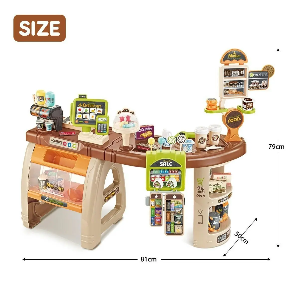 Ausway 65 Accessories Kids Pretend Role Play Shop Grocery Supermarket Toy Set with Trolley